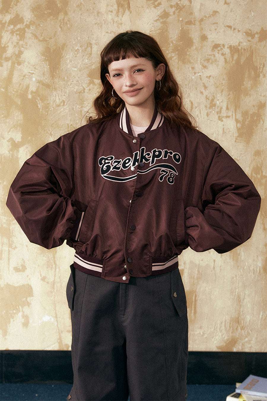 Brown Varsity Bomber Jacket