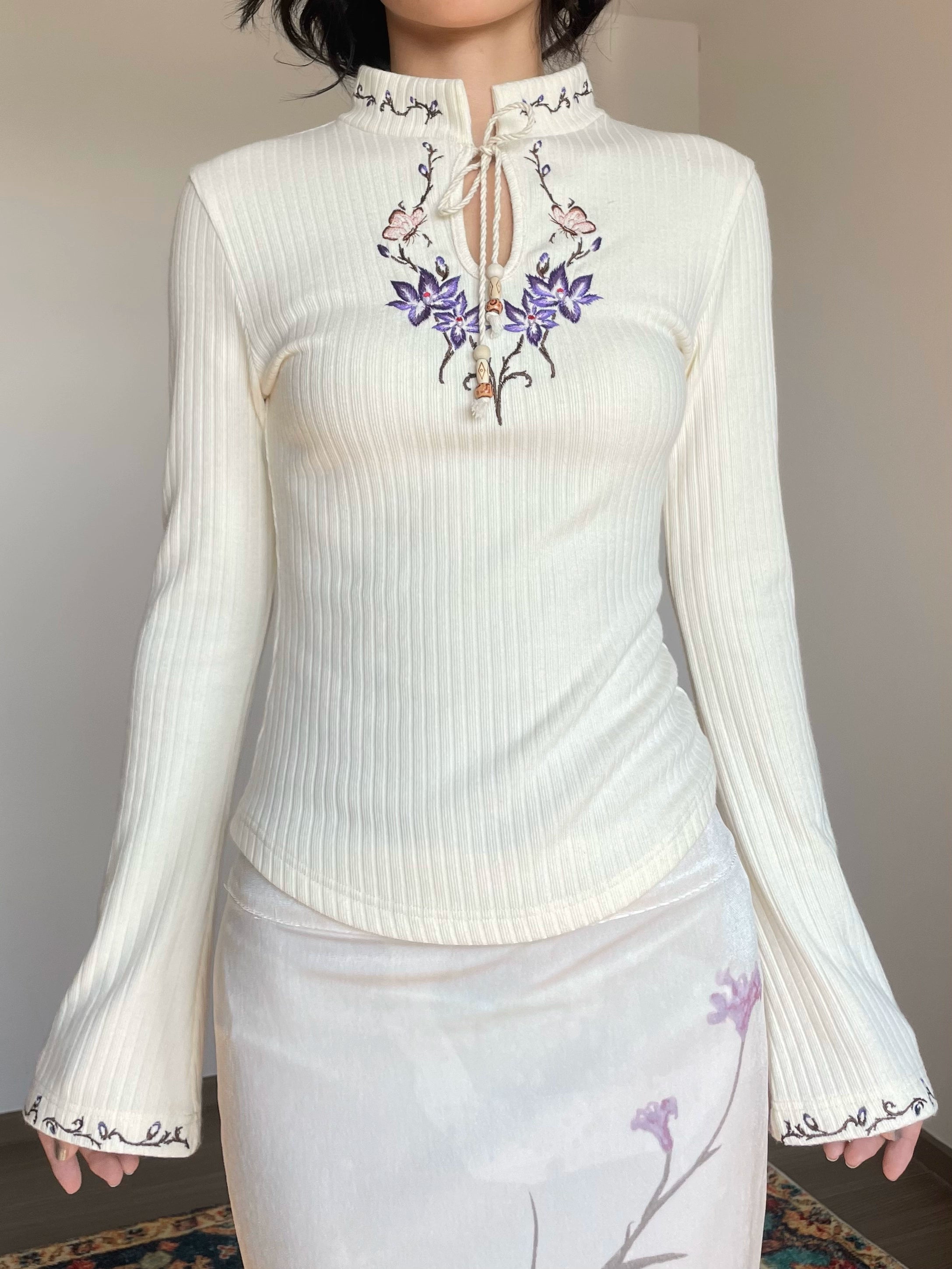 Floral Mandarin Sweater