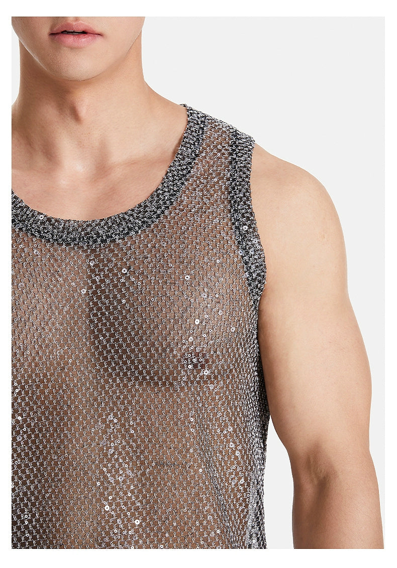 Metallic Mesh Tank Top