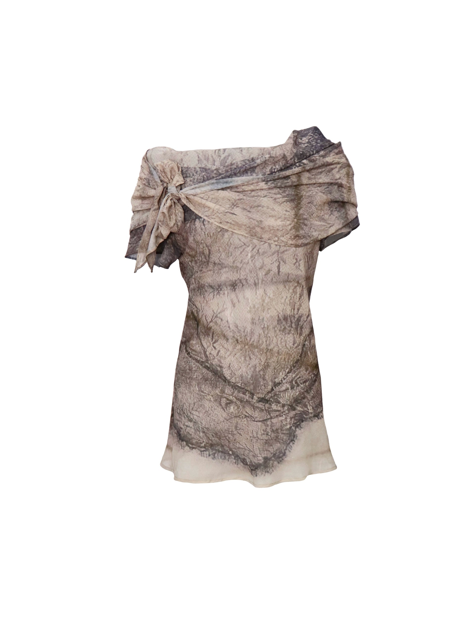 Desert Muse One‑Shoulder Chiffon Tunic