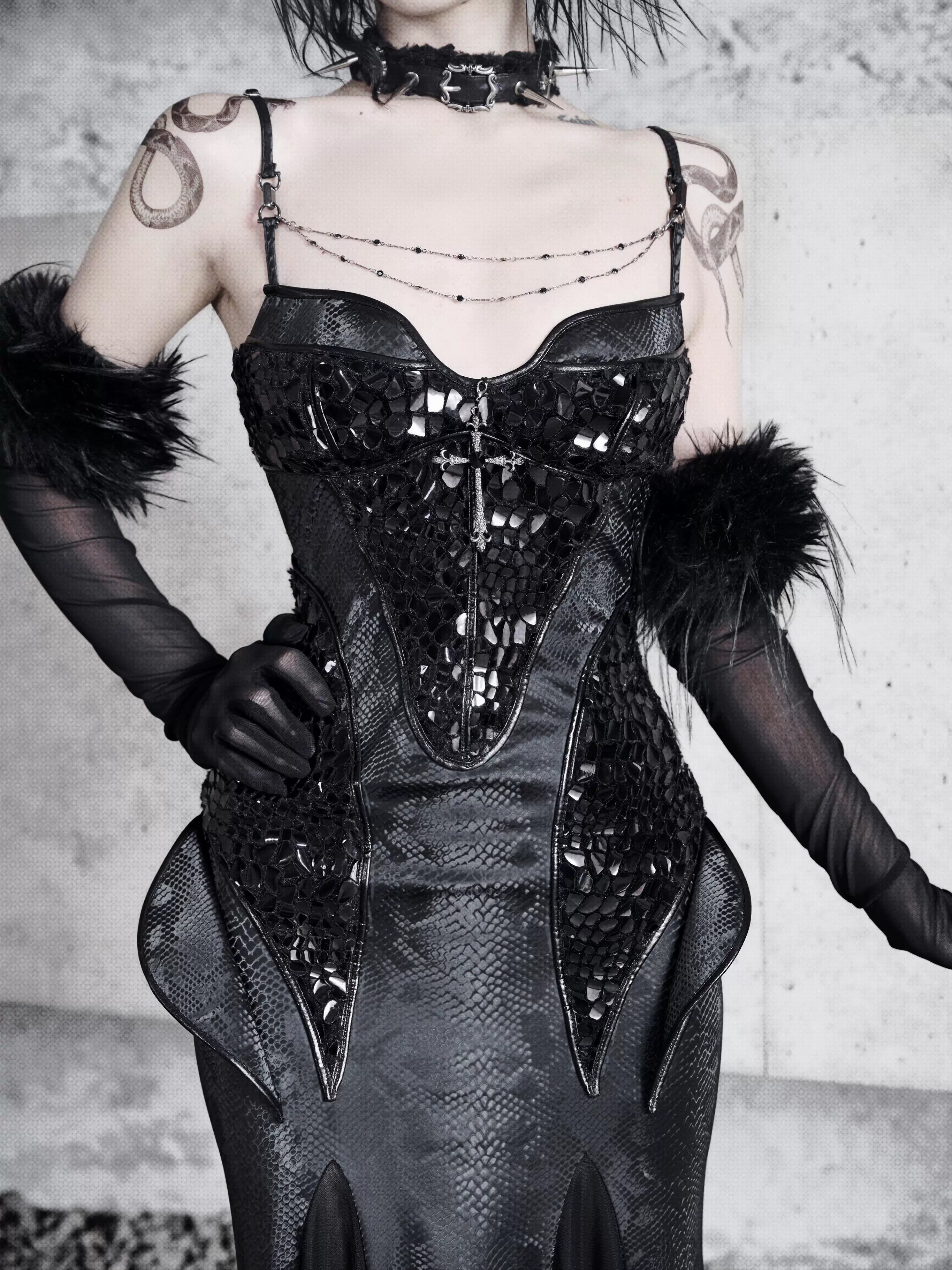 Black Corset Gothic Mermaid Dress