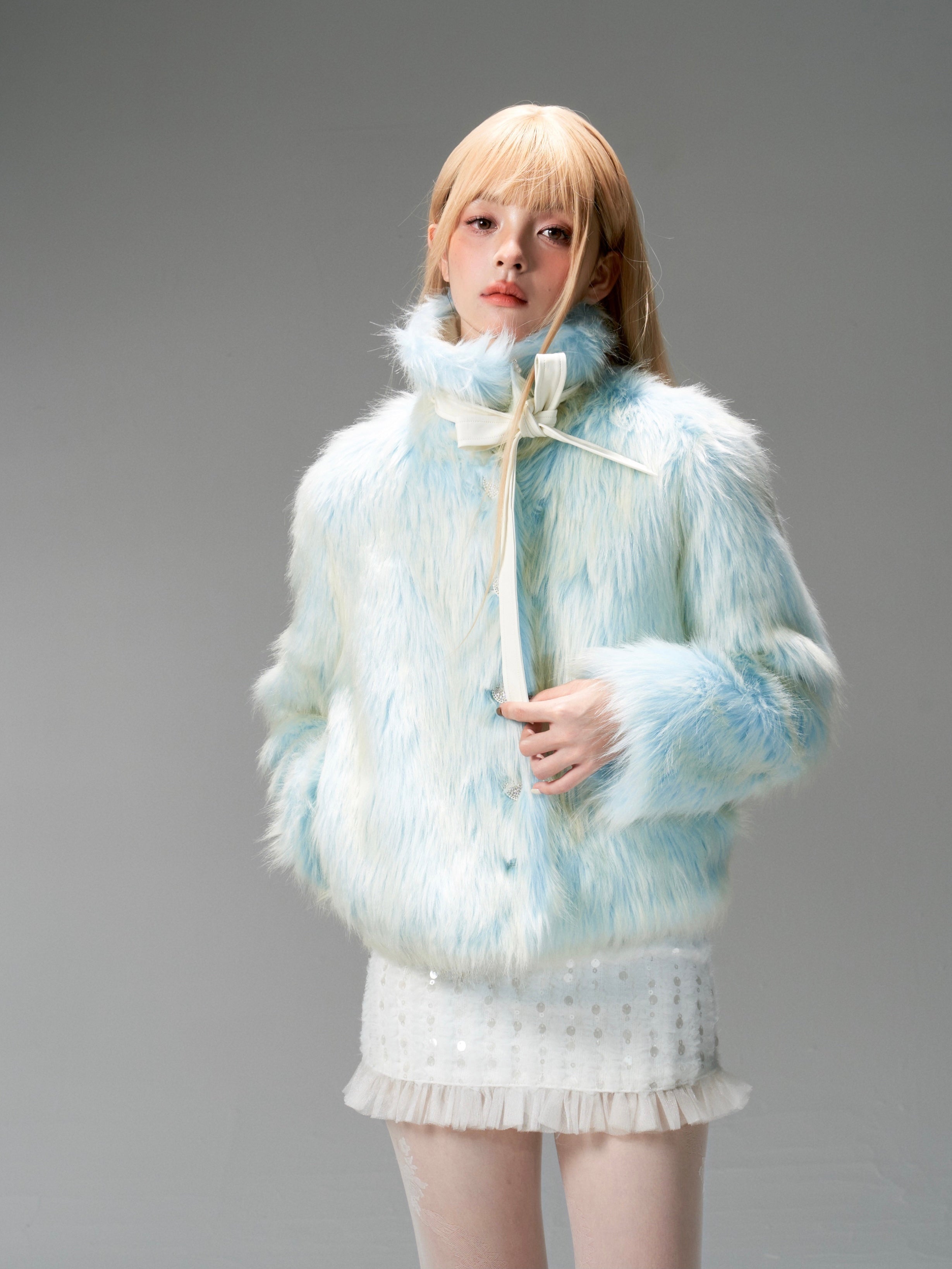 Gradient Imitation Fur Jacket