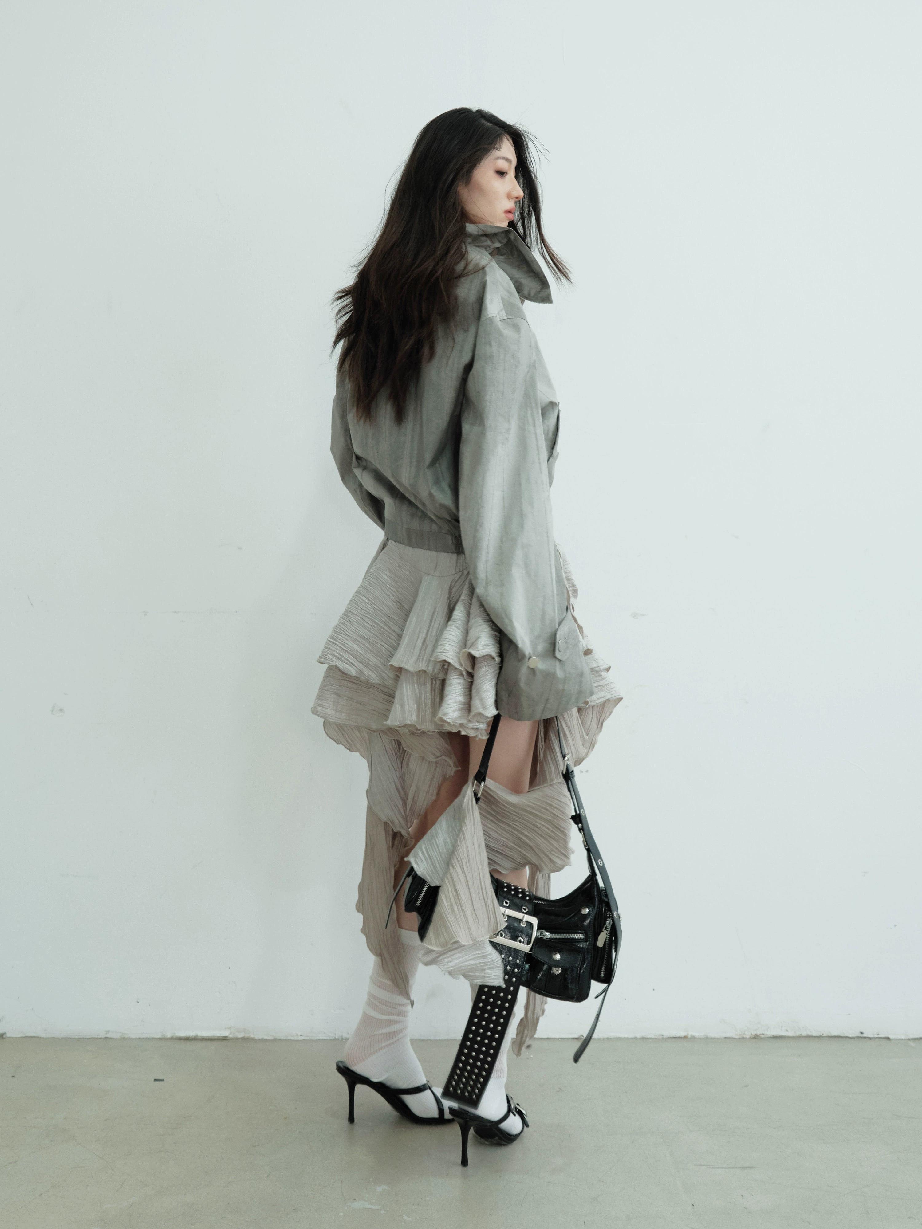 Lightweight Hooded Zip-Up Metallic Bomber Jacket