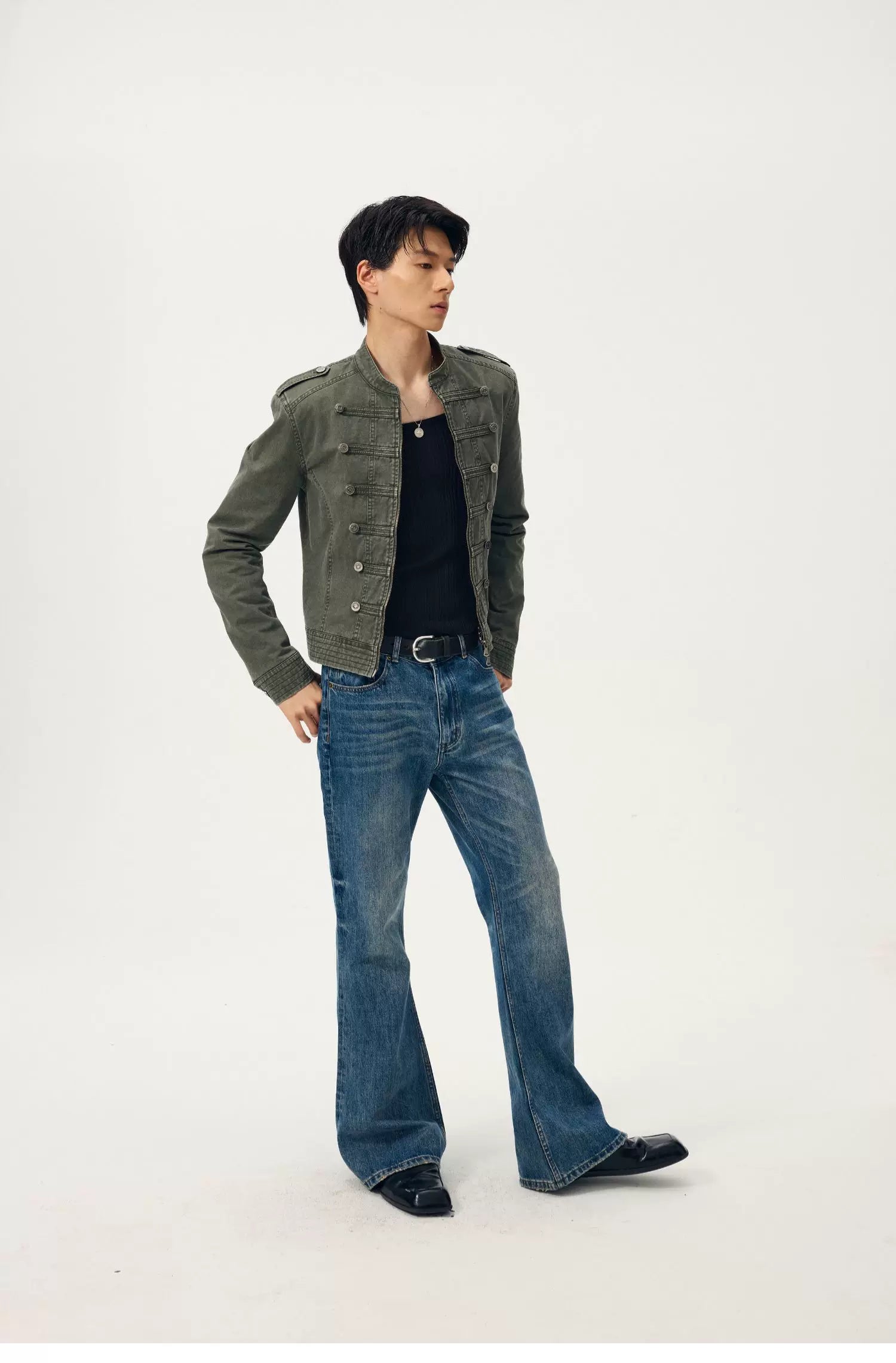Olive Regiment Cropped Field Jacket