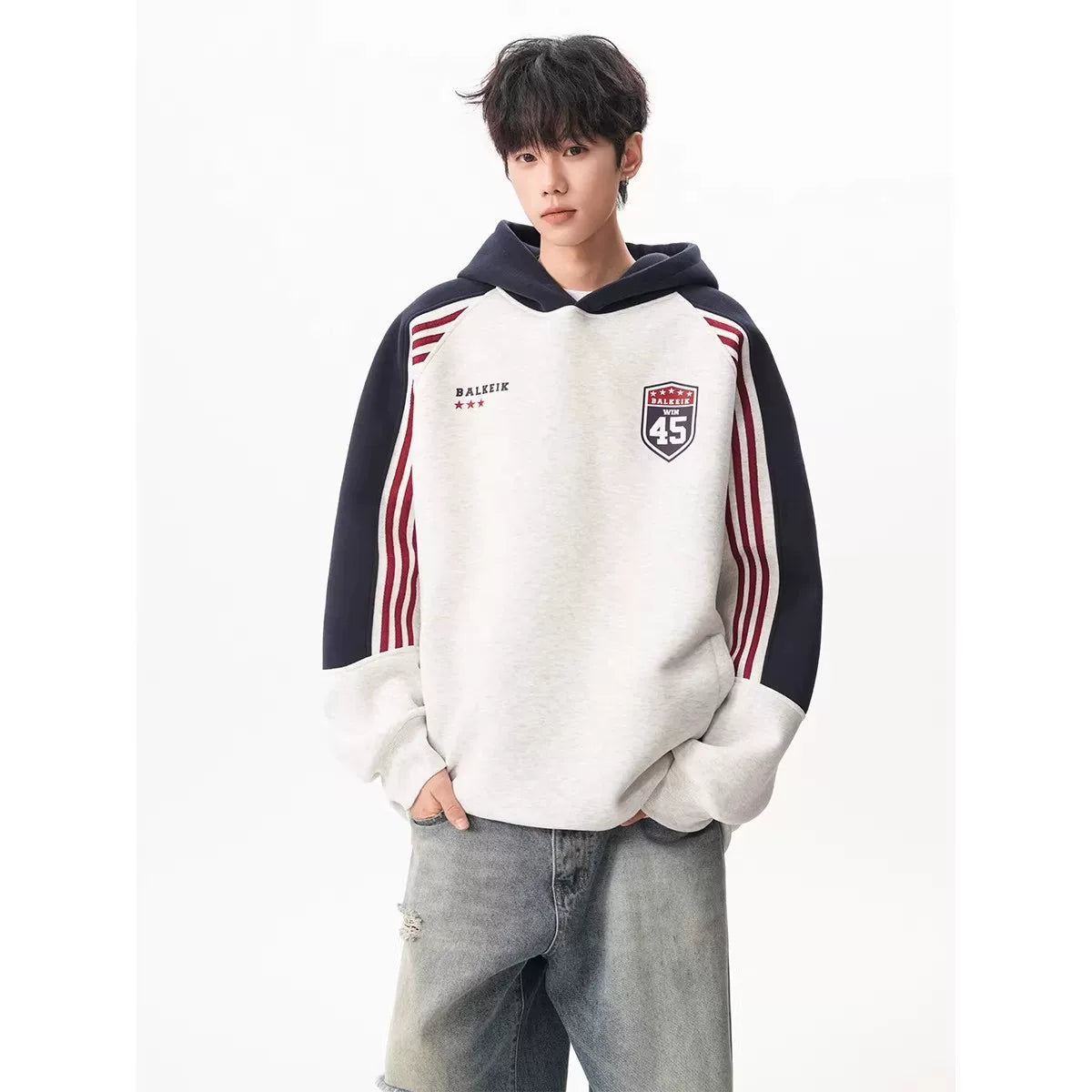 Varsity Track Stripe Zip Bomber Sweater