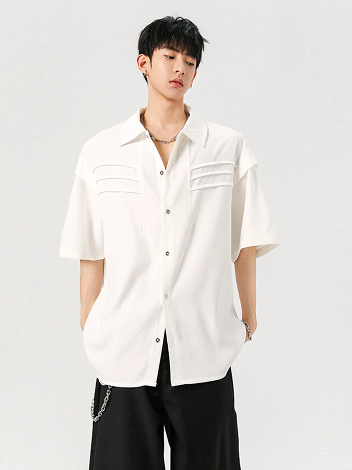 Midnight Pleat Panel Box Shirt