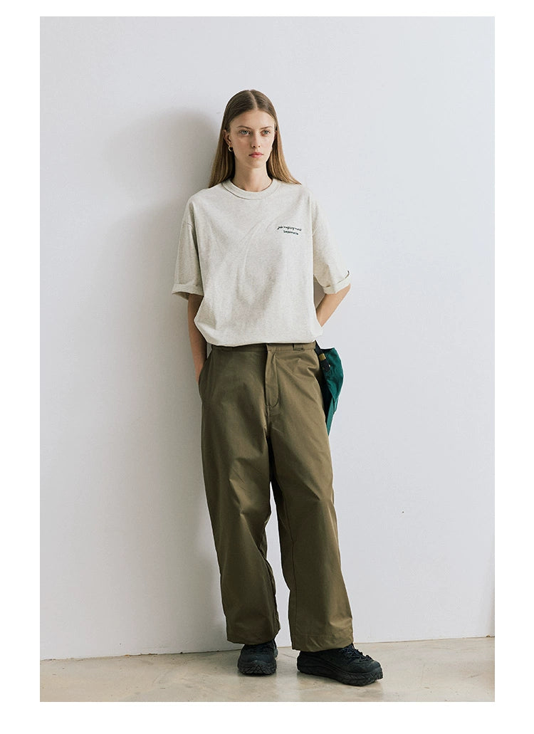 Wide Leg Color Drawstring Pants