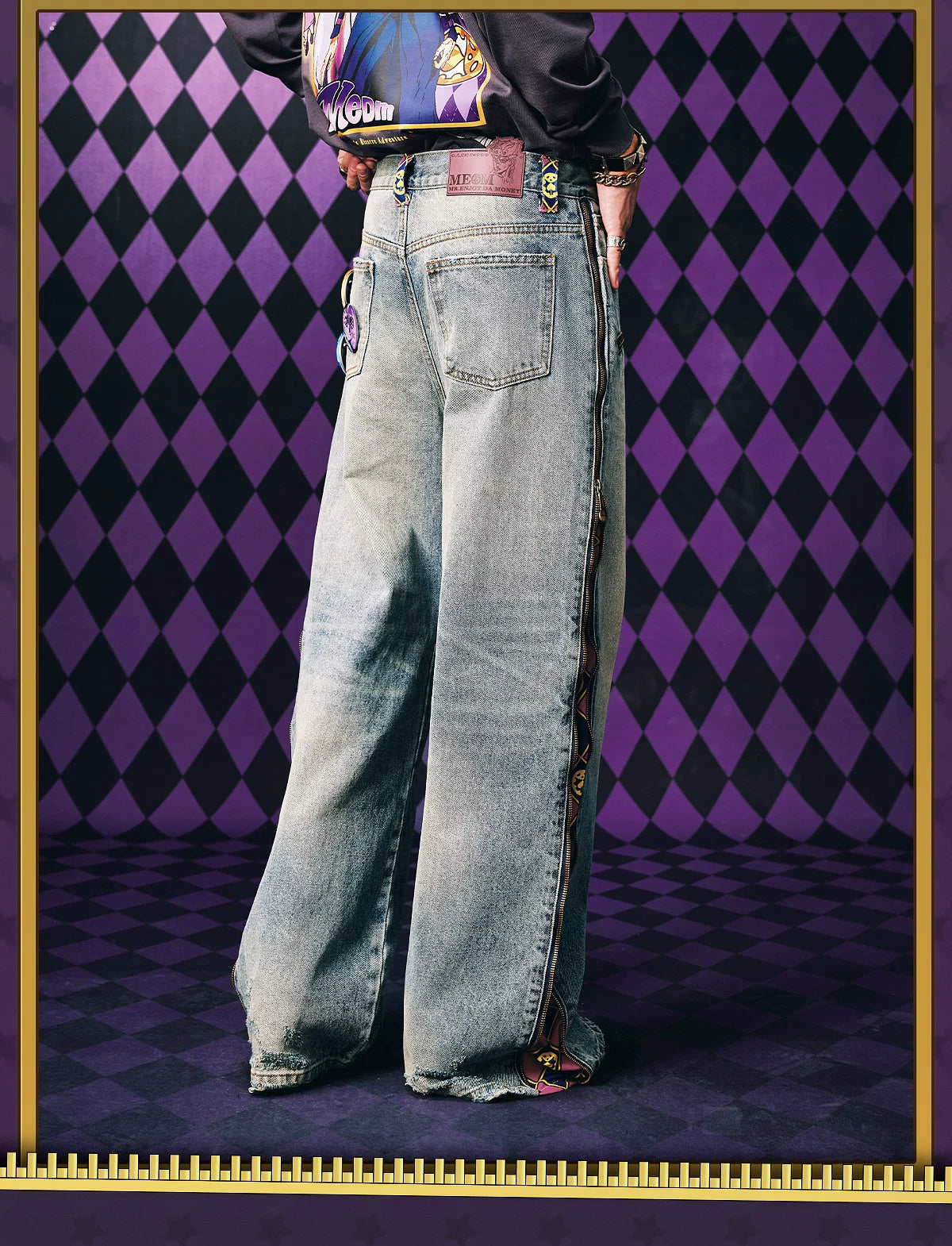 JOJO Collaboration Wide-Leg Side-Zip Jeans