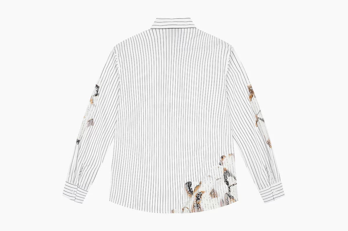Lace Patchwork Pinstripe Shirt