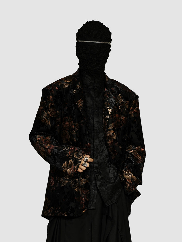 Black Floral Pattern Blazer