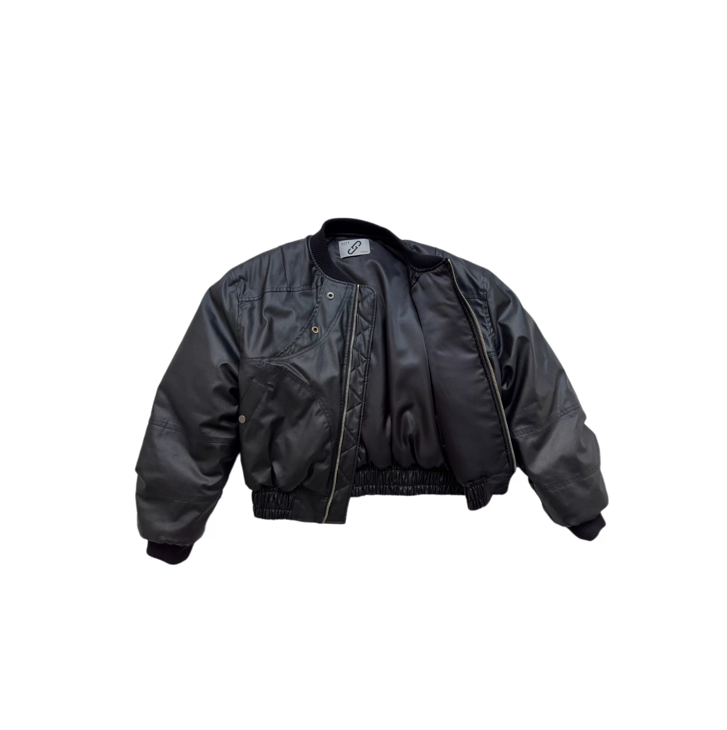 Circuit Panel Crop Bomber Jacket