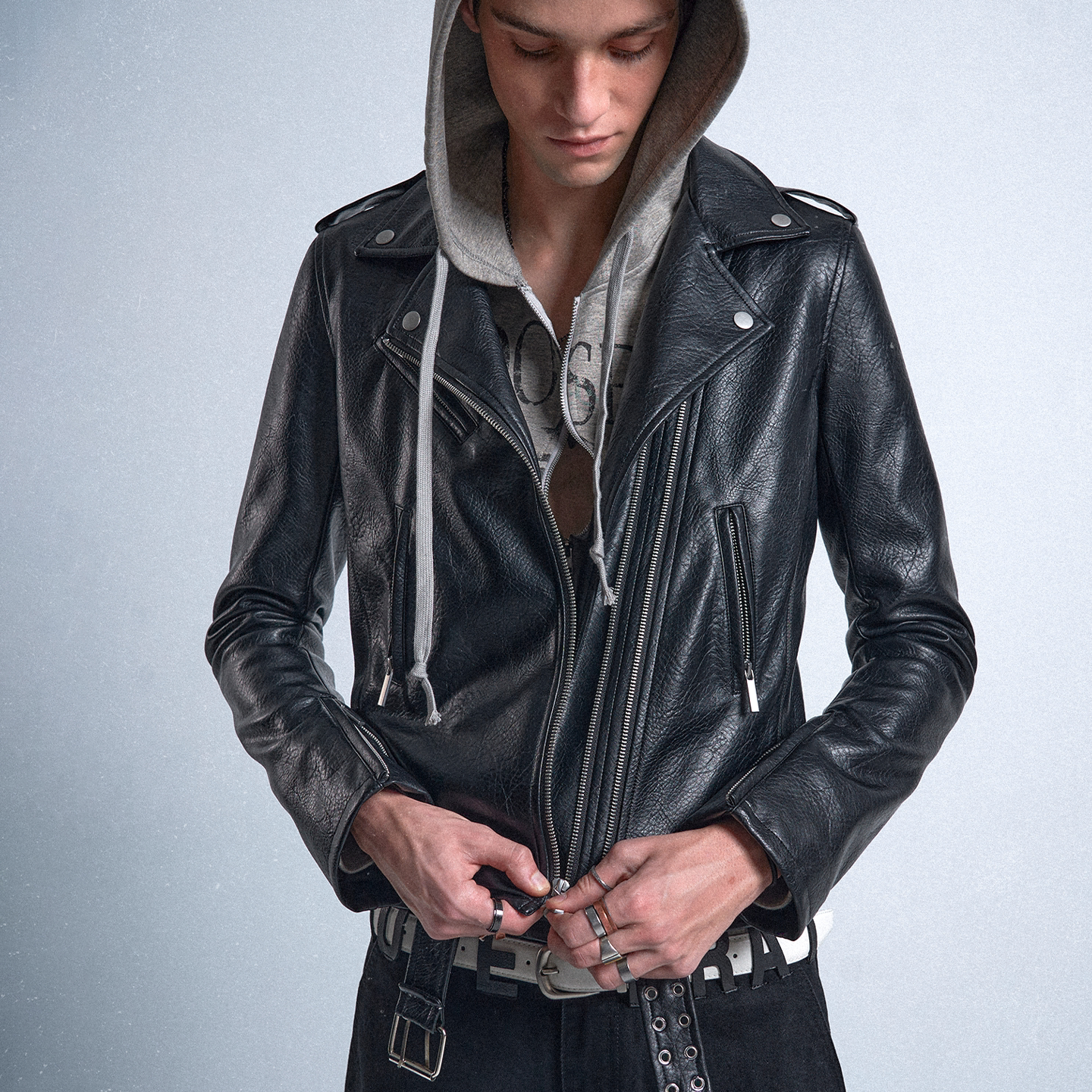 Multi‑Wear Black Moto Trench Coat