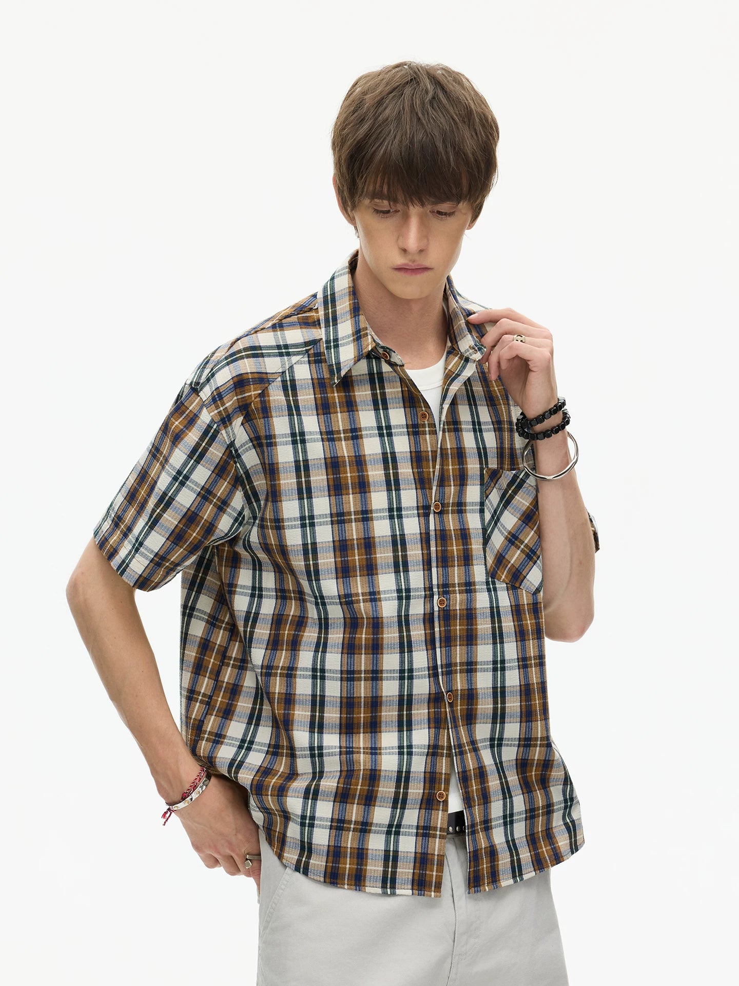 Rust Check Boxy Plaid Shirt