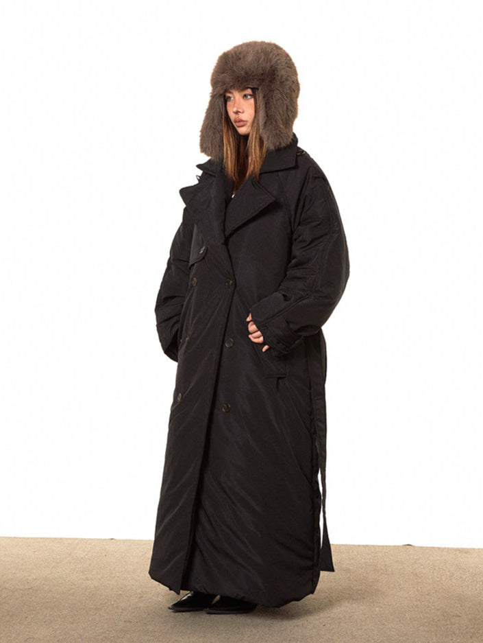 Double-Breasted Long Puffer Coat