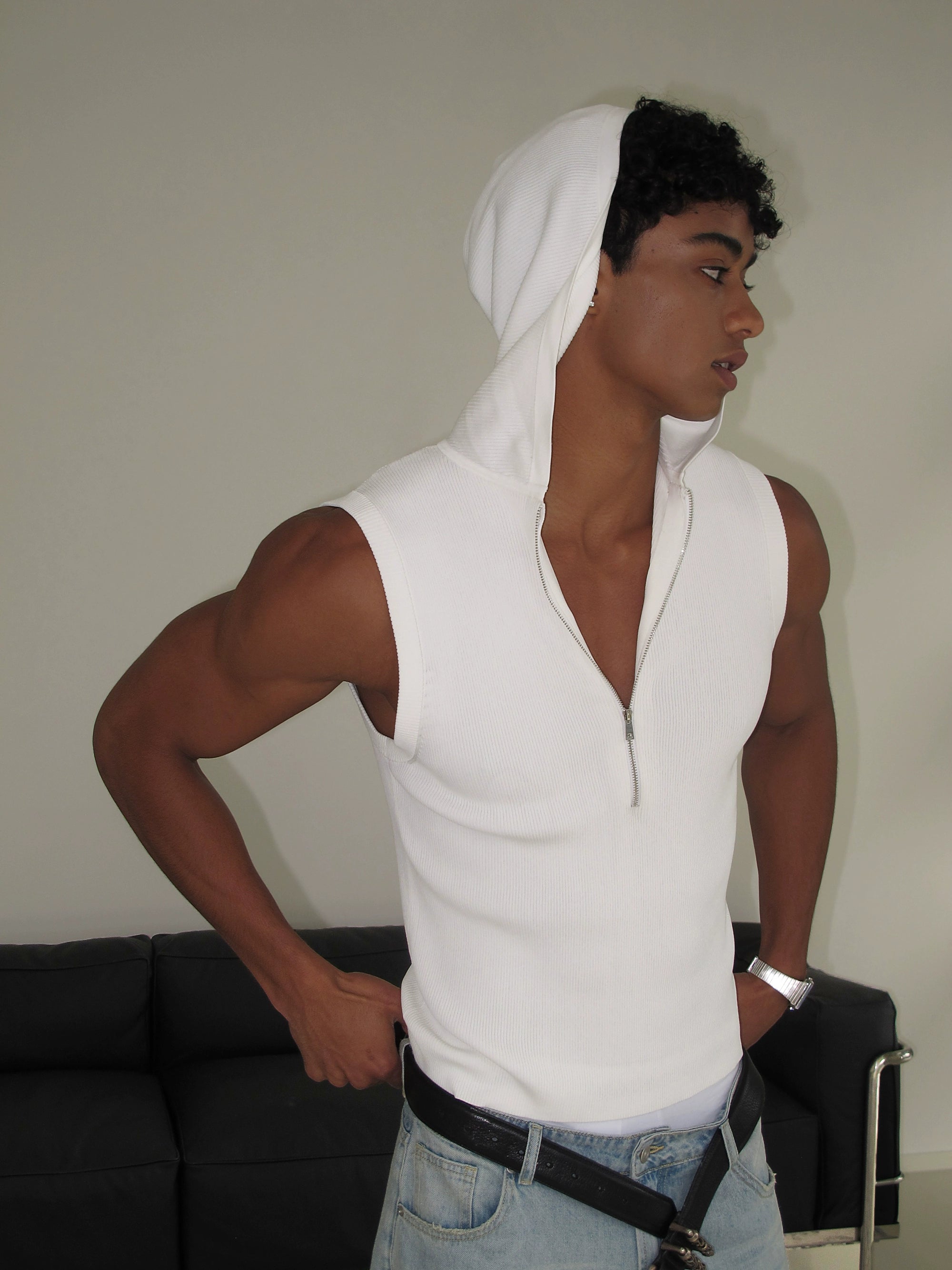 Sleeveless Zip Up Hoodie Top