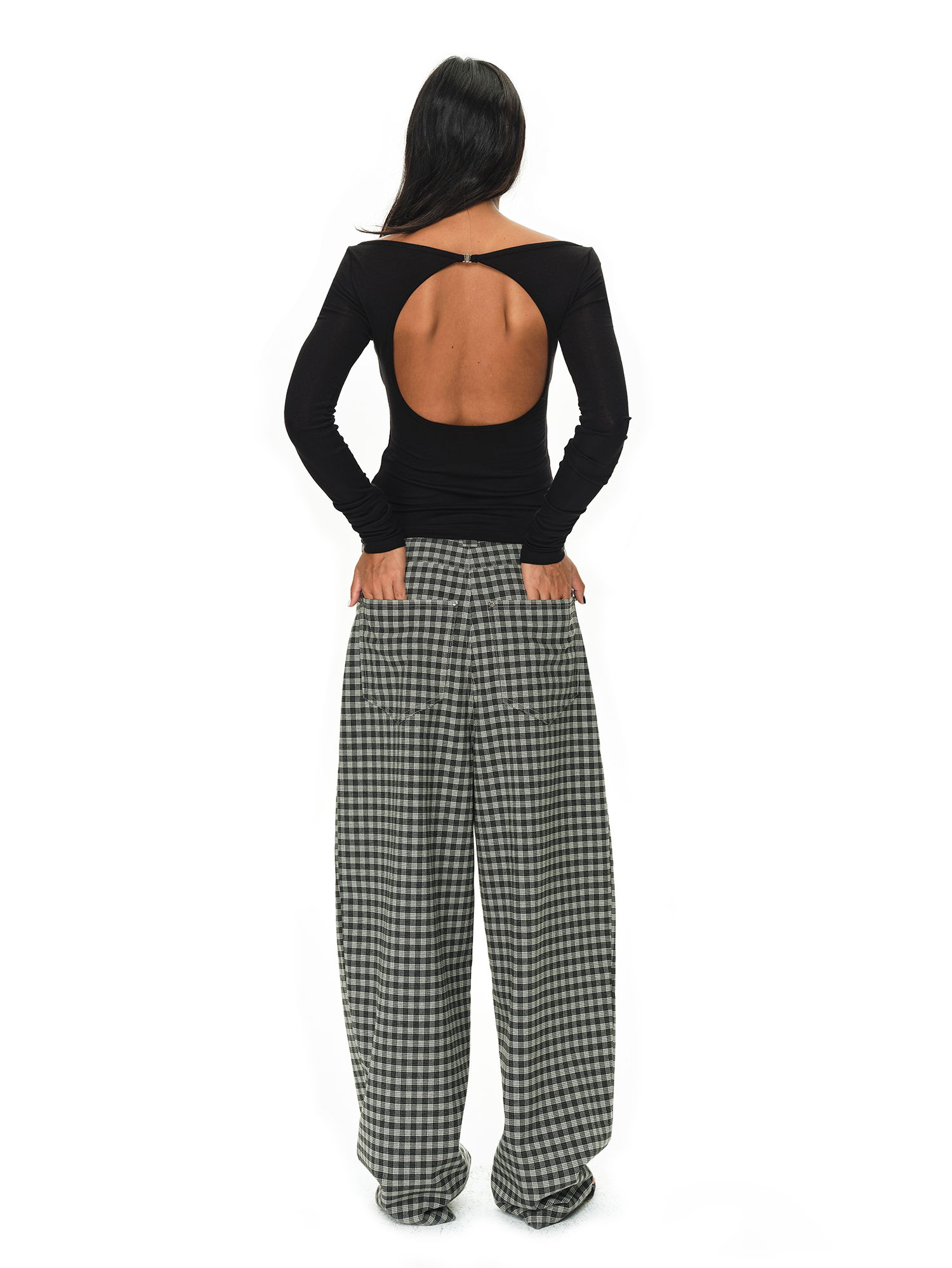 Grey and Black Checkered Loose Casual Pants