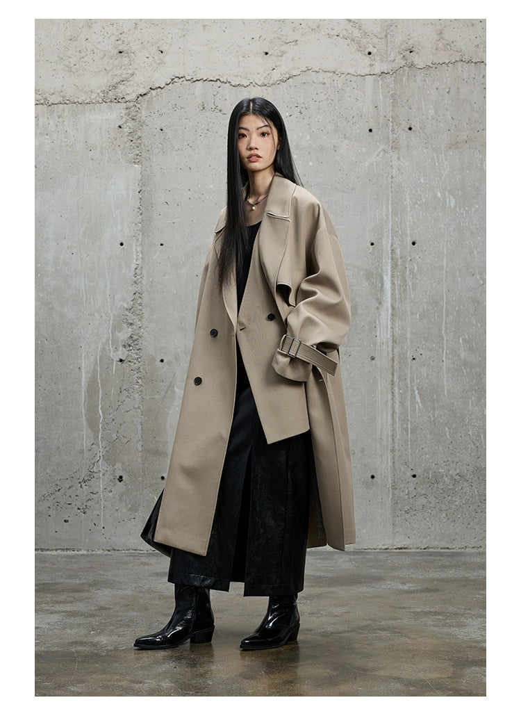 Twill Classic Lapel Long Trench Coat