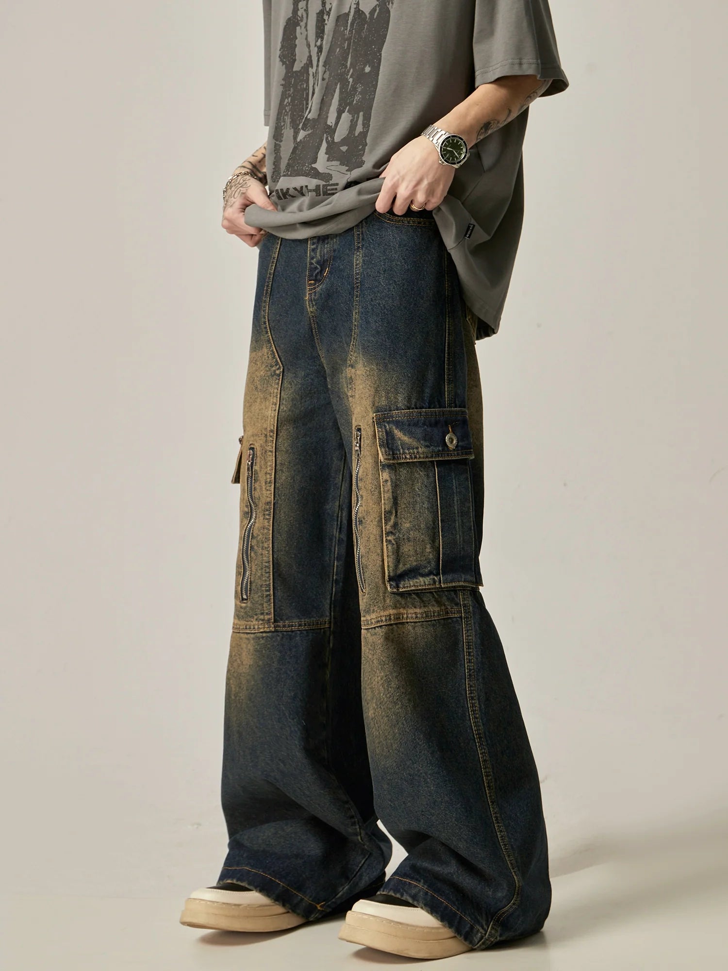 Ombre Blaze Wide-Leg Cargo Jeans