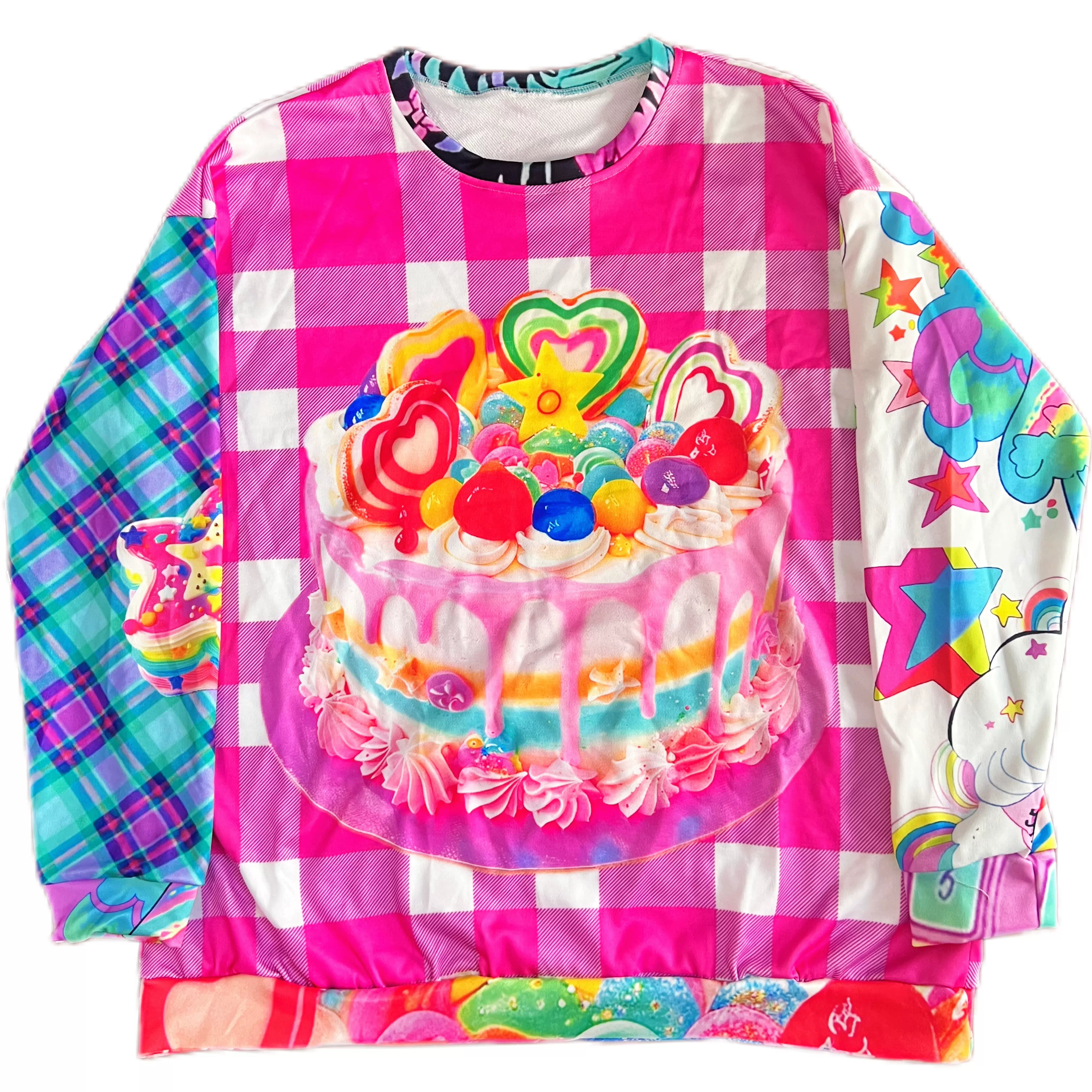 Rainbow Cake Gingham Oversized Sweater