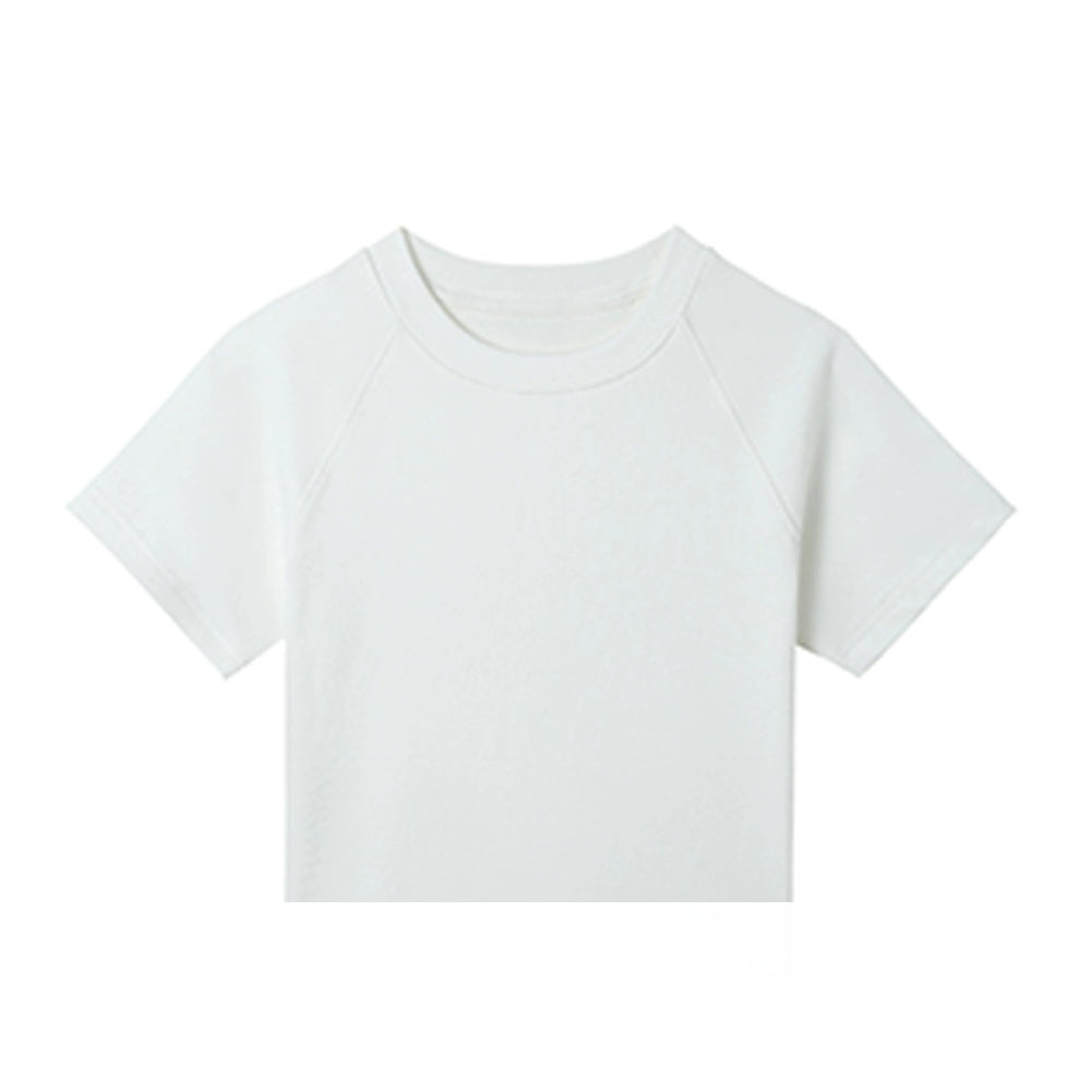 Round Neck Solid Color Fitted Short-Sleeve T-shirt