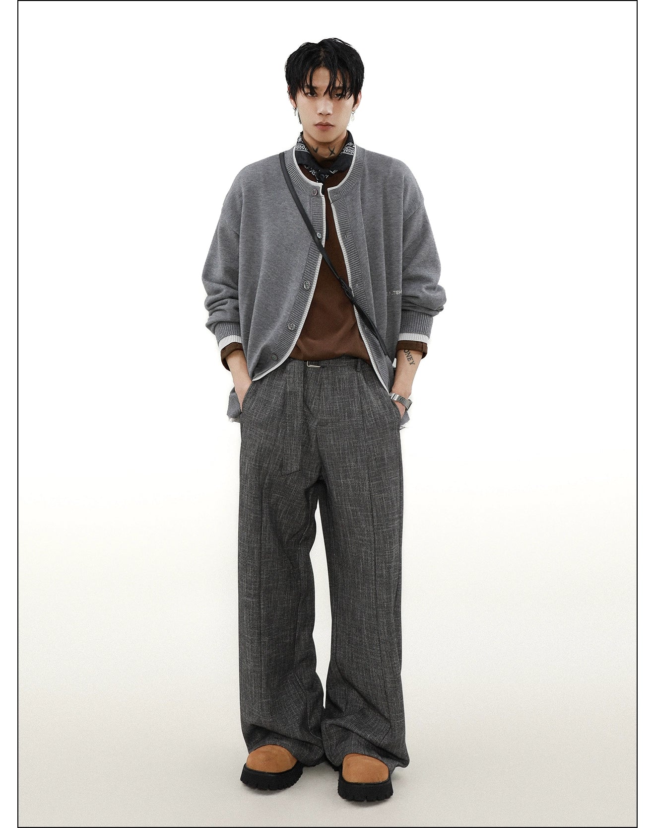 Ink Edge Contrast Knit Cardigan