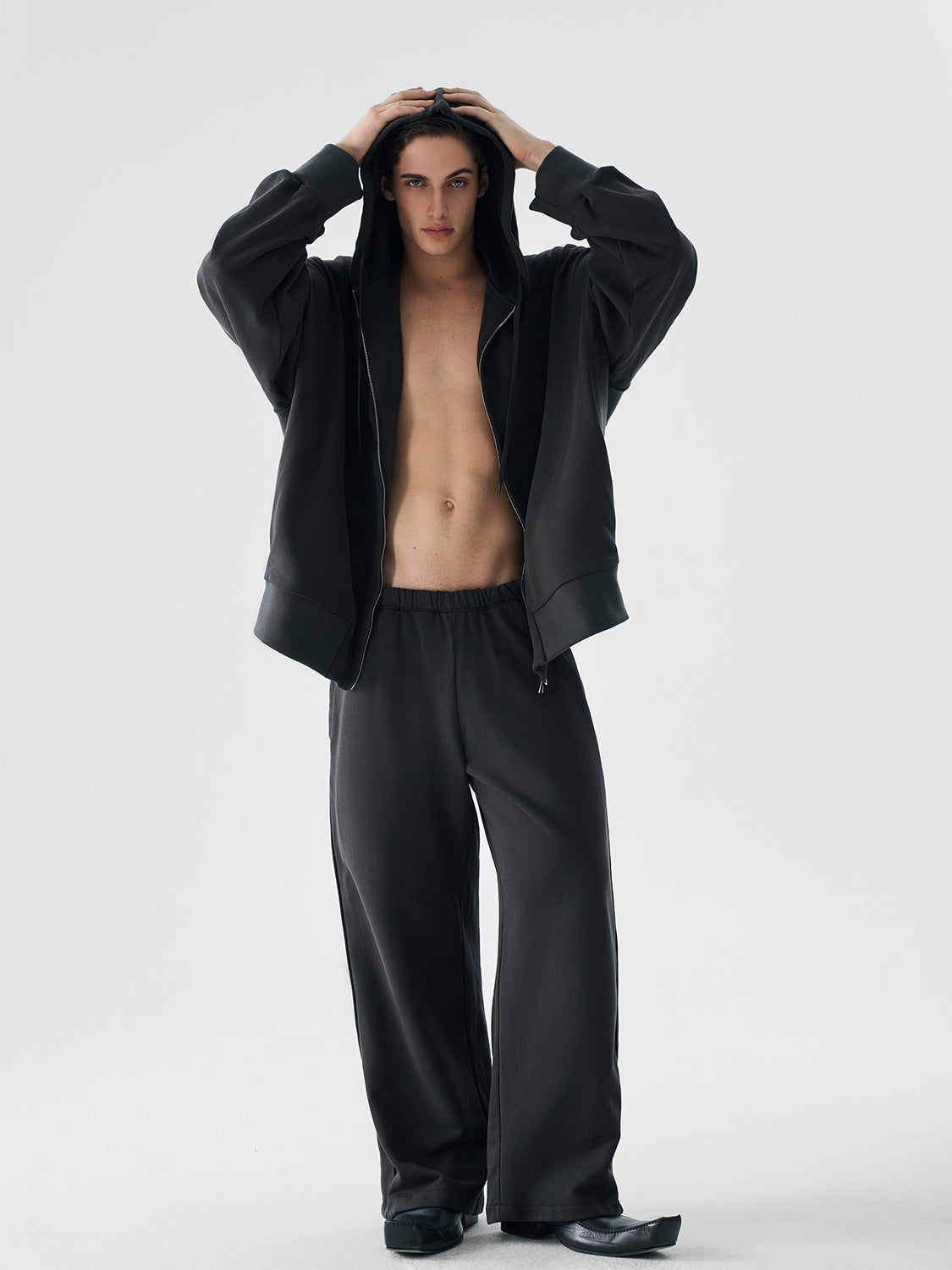 Shadow Luxe Oversized Zip Hoodie and Pants Setup