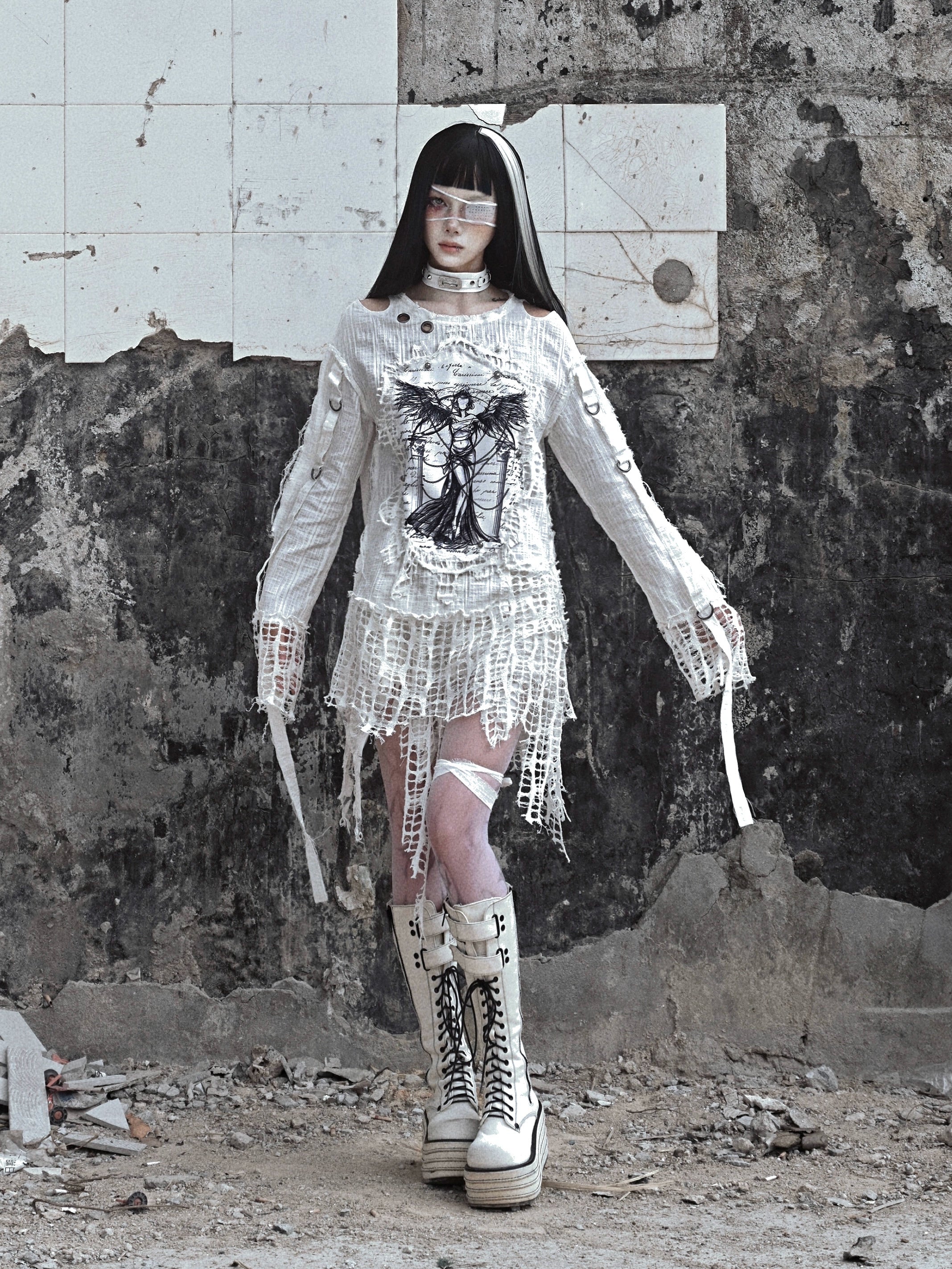 Gothic Angel Distressed Lace Sweater