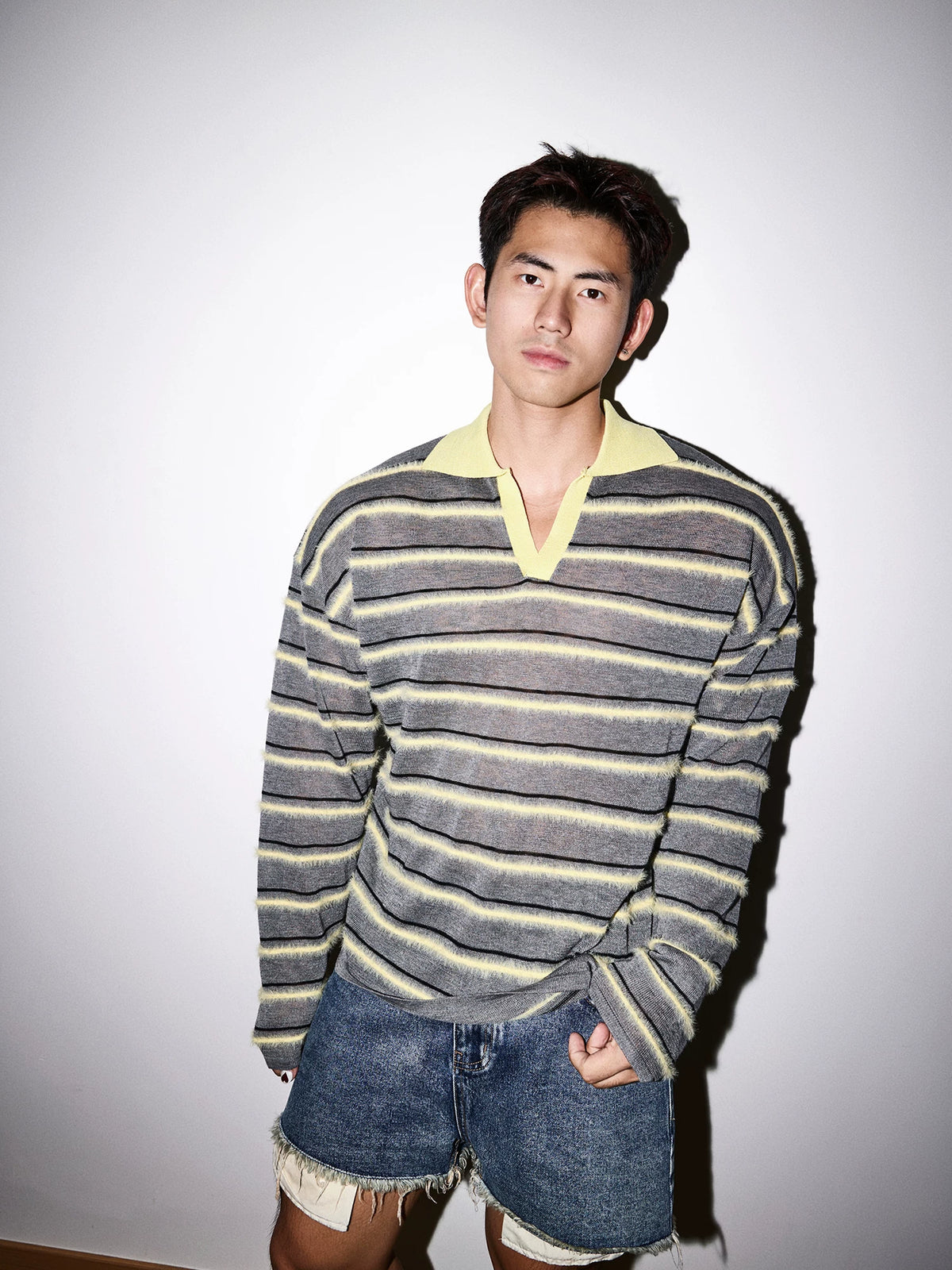 Retro Haze Striped Knit Polo