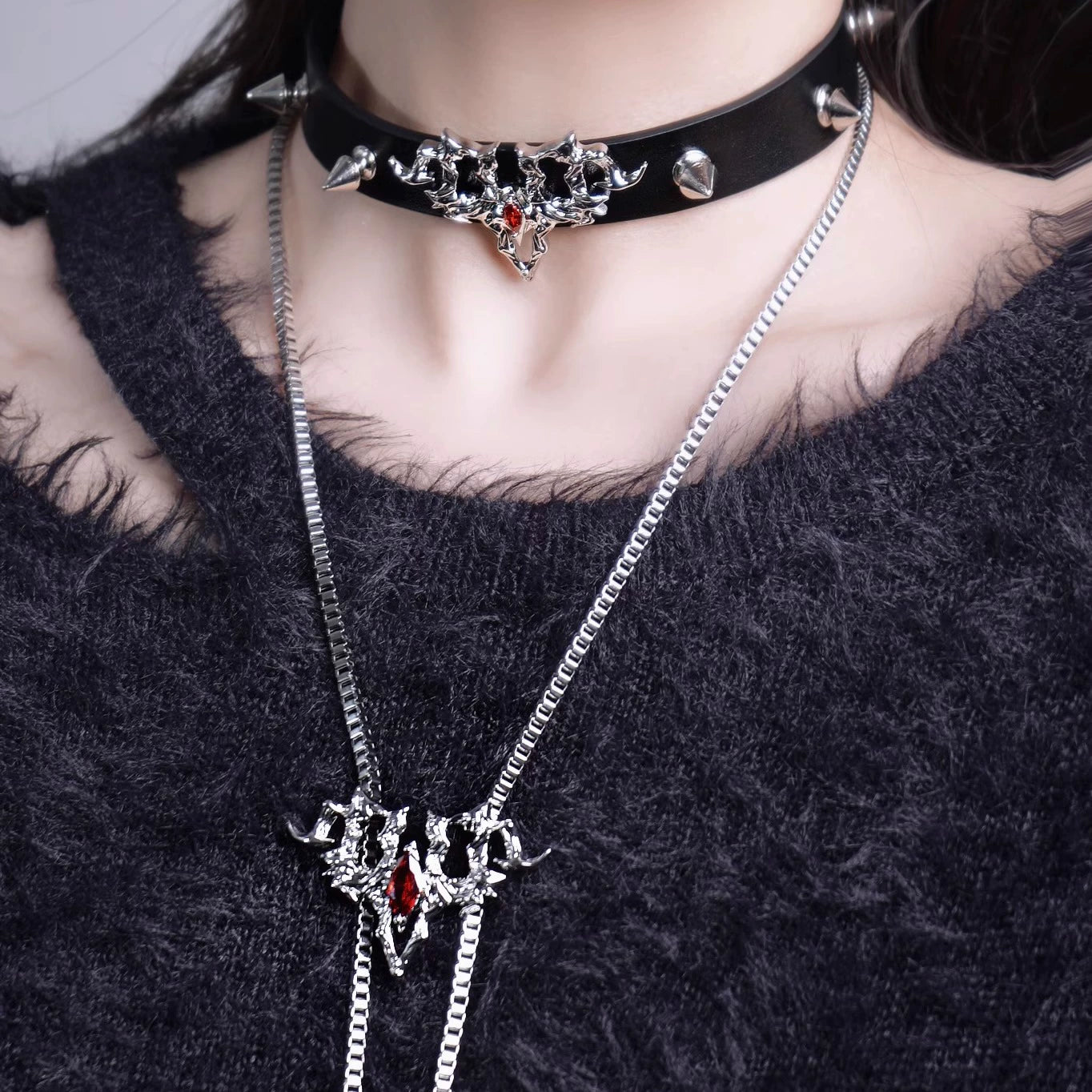 Spiked Gothic Skull Jewelry Set