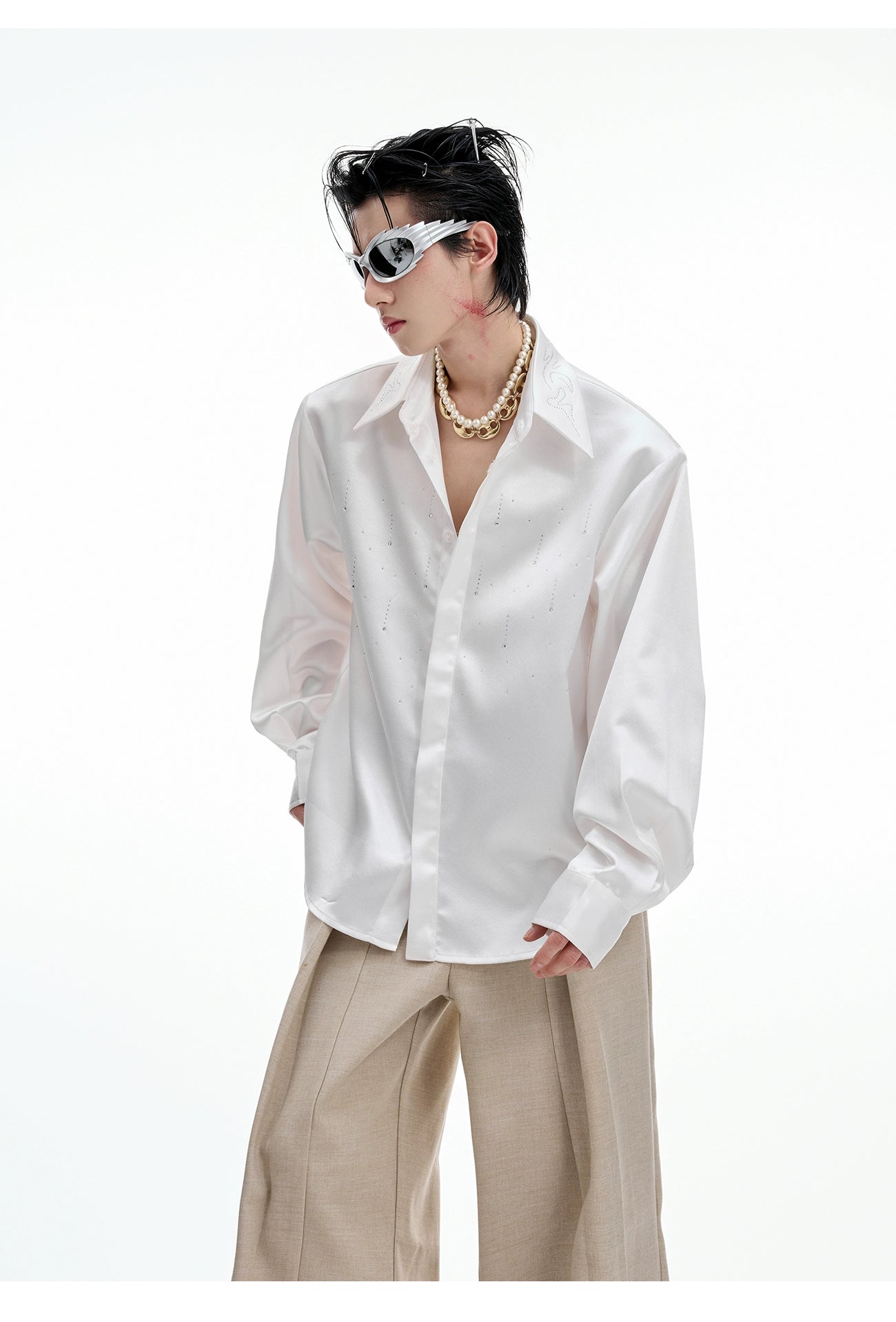 Embroidered Satin Party Shirt