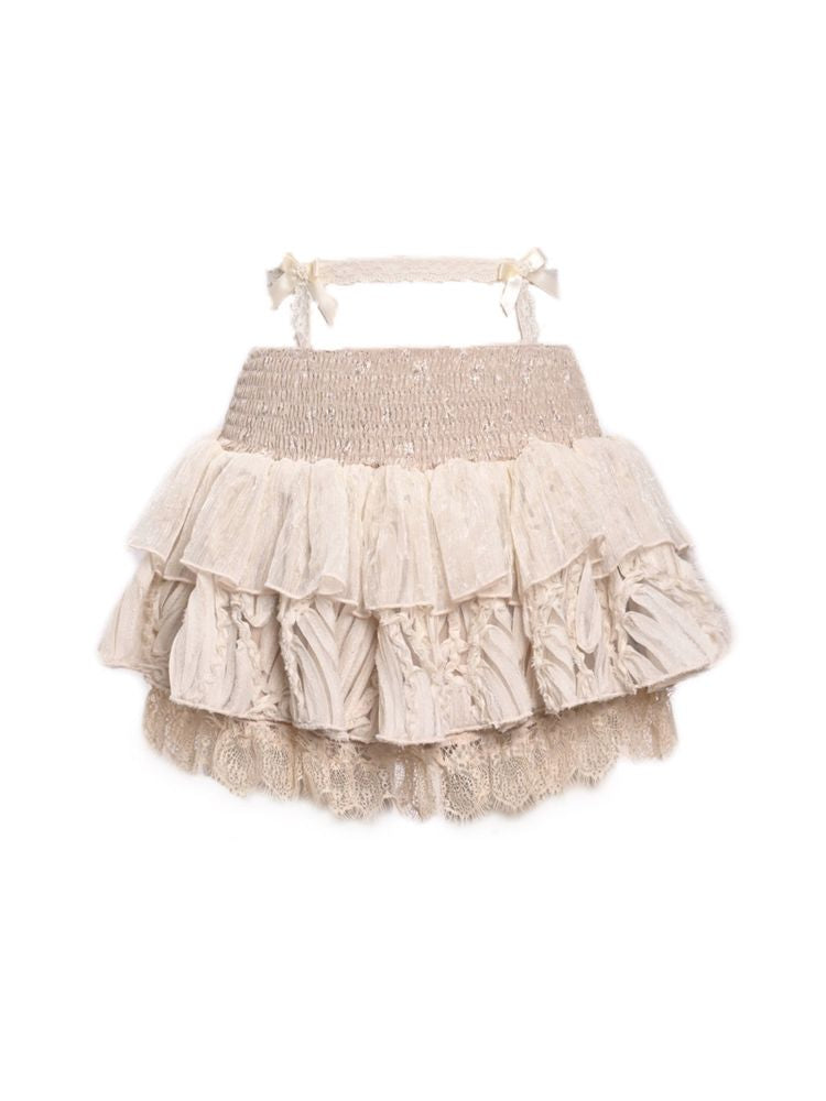 Lace Ruffle Mini Skirt