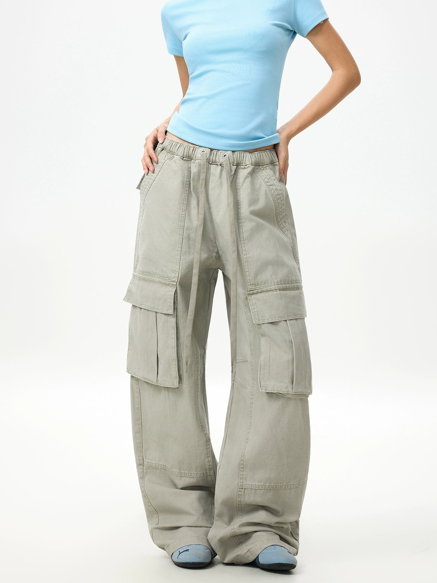 Driftwood Wide-Leg Cargo Pants
