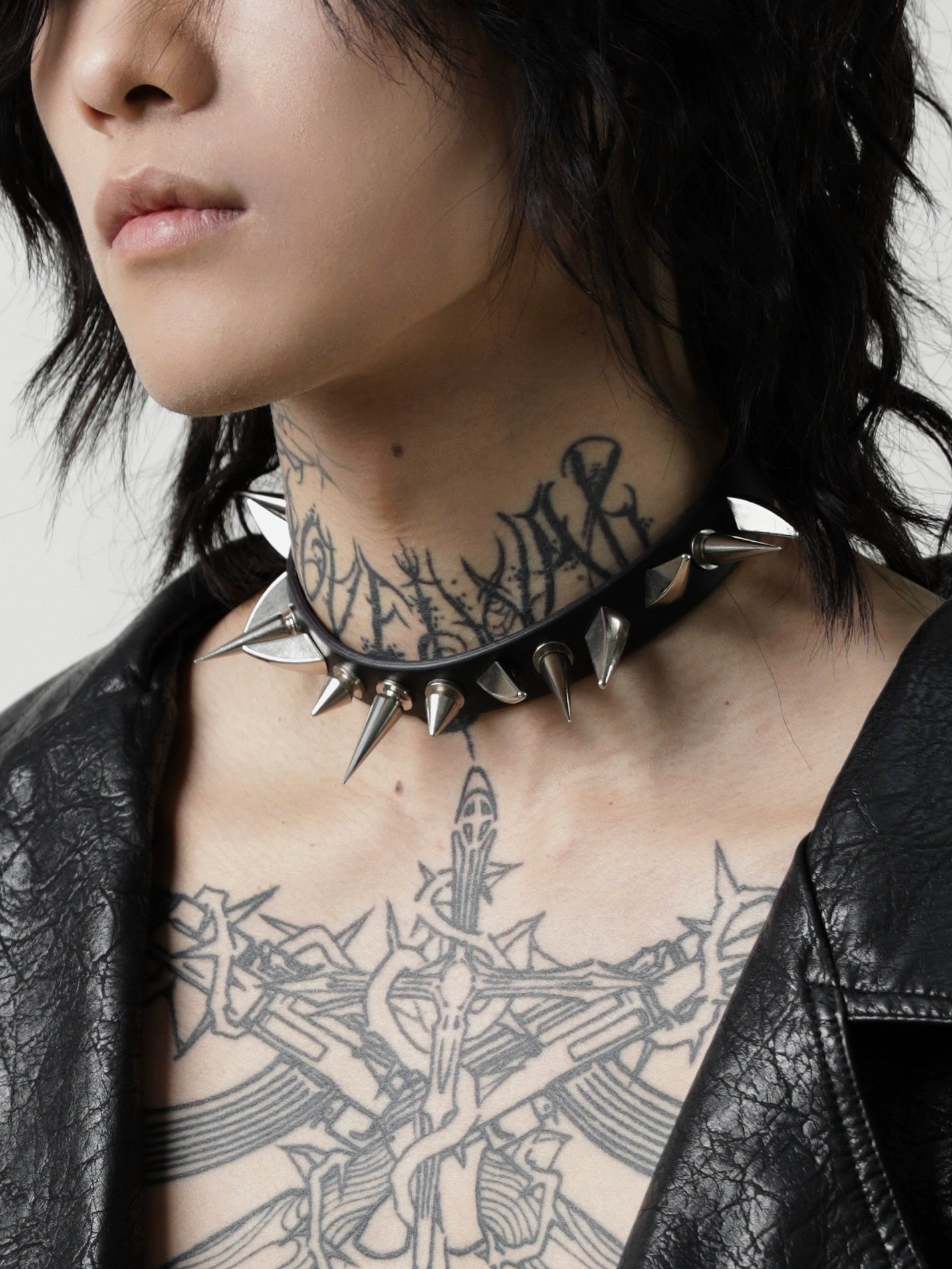 Leather Spiked Collar