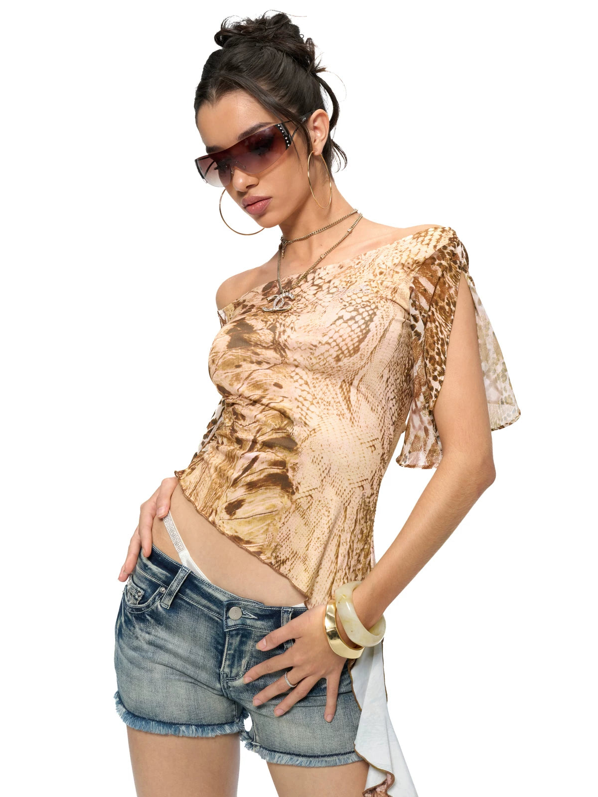 Savanna Ember One‑Shoulder Ruffle Top