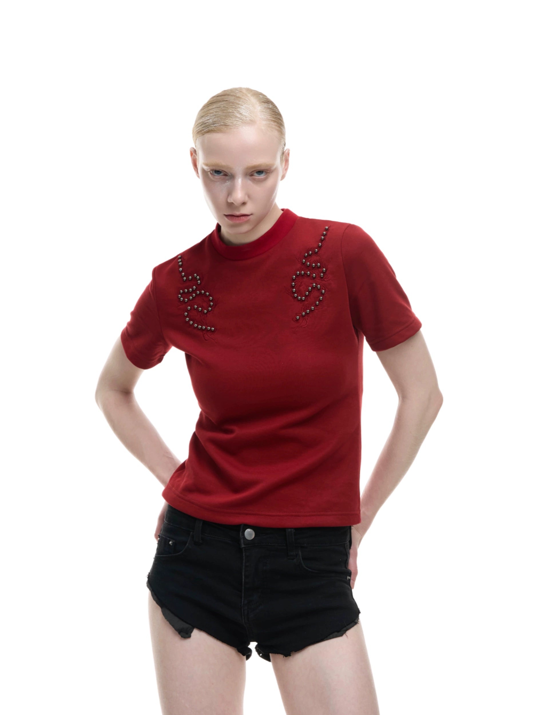 Crystal Dragon Red Knit Top