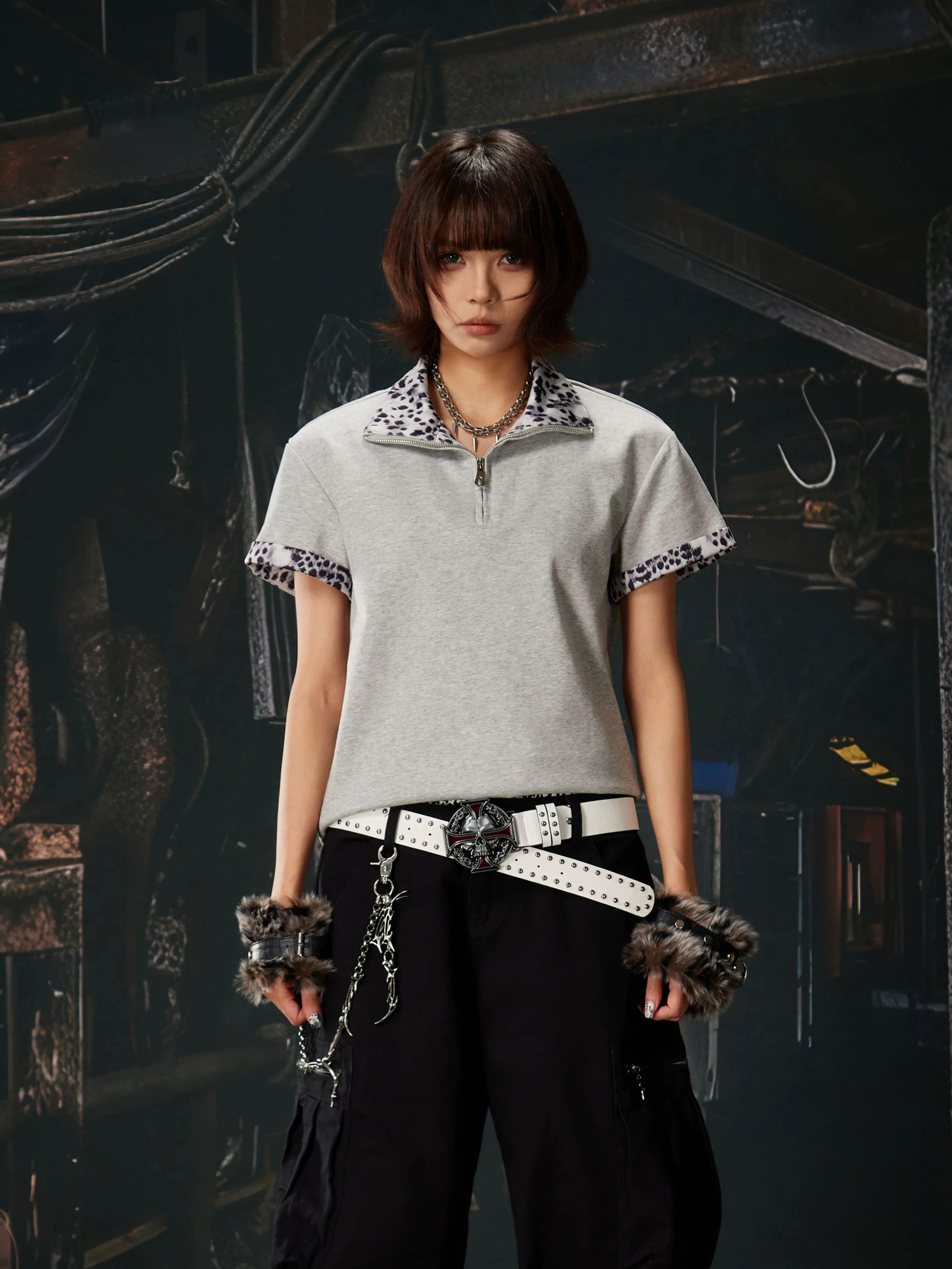 Snowcat Trim Zip-Collar Polo