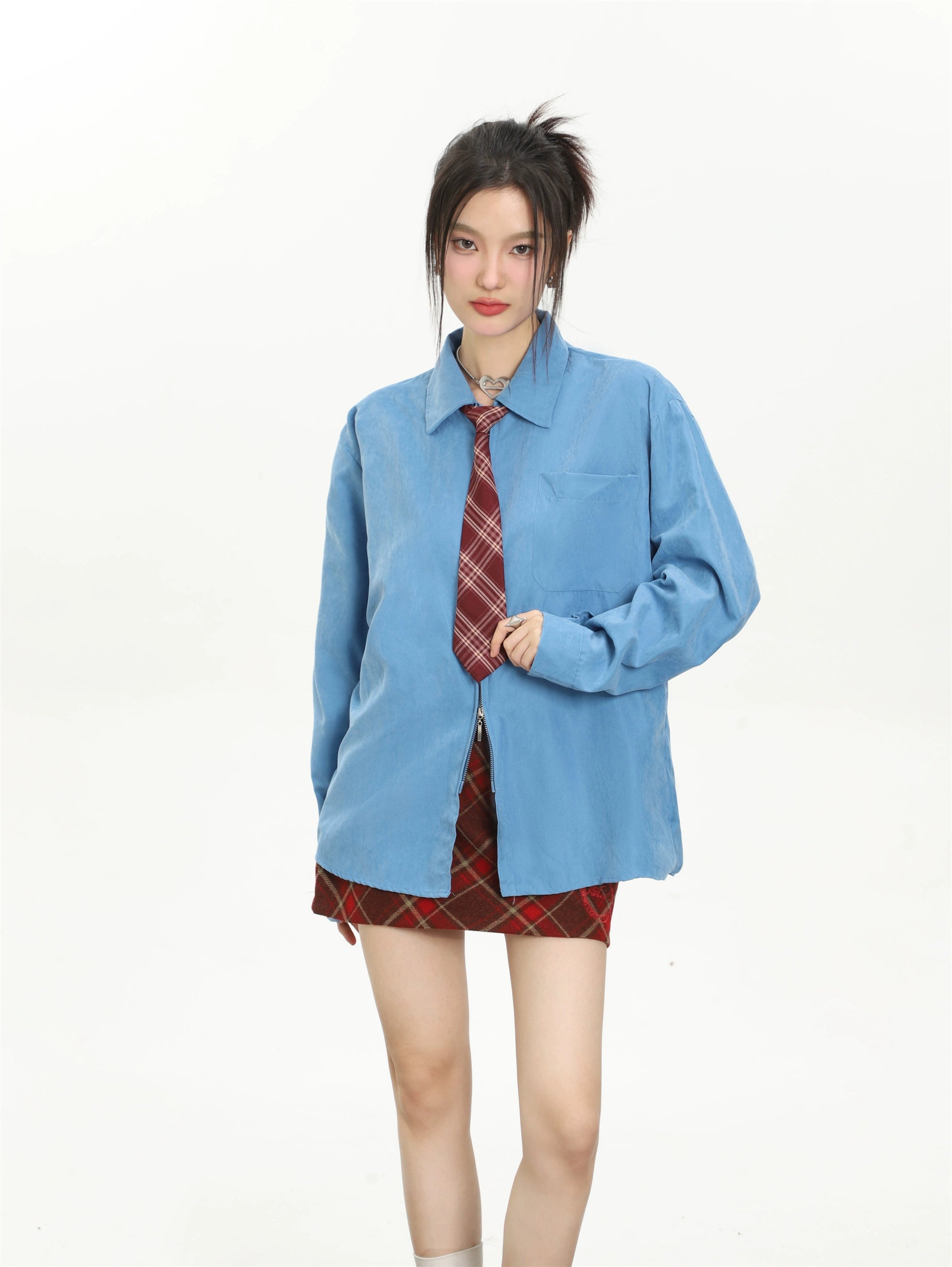 Retro tie long sleeve shirt