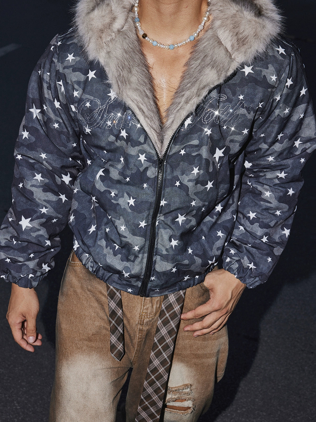 Starry Night Camo Puffer Jacket