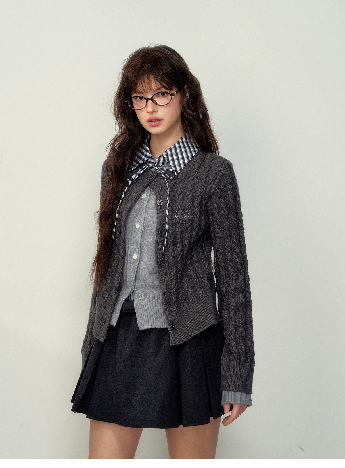 Cable Knit Preppy Style Cardigan
