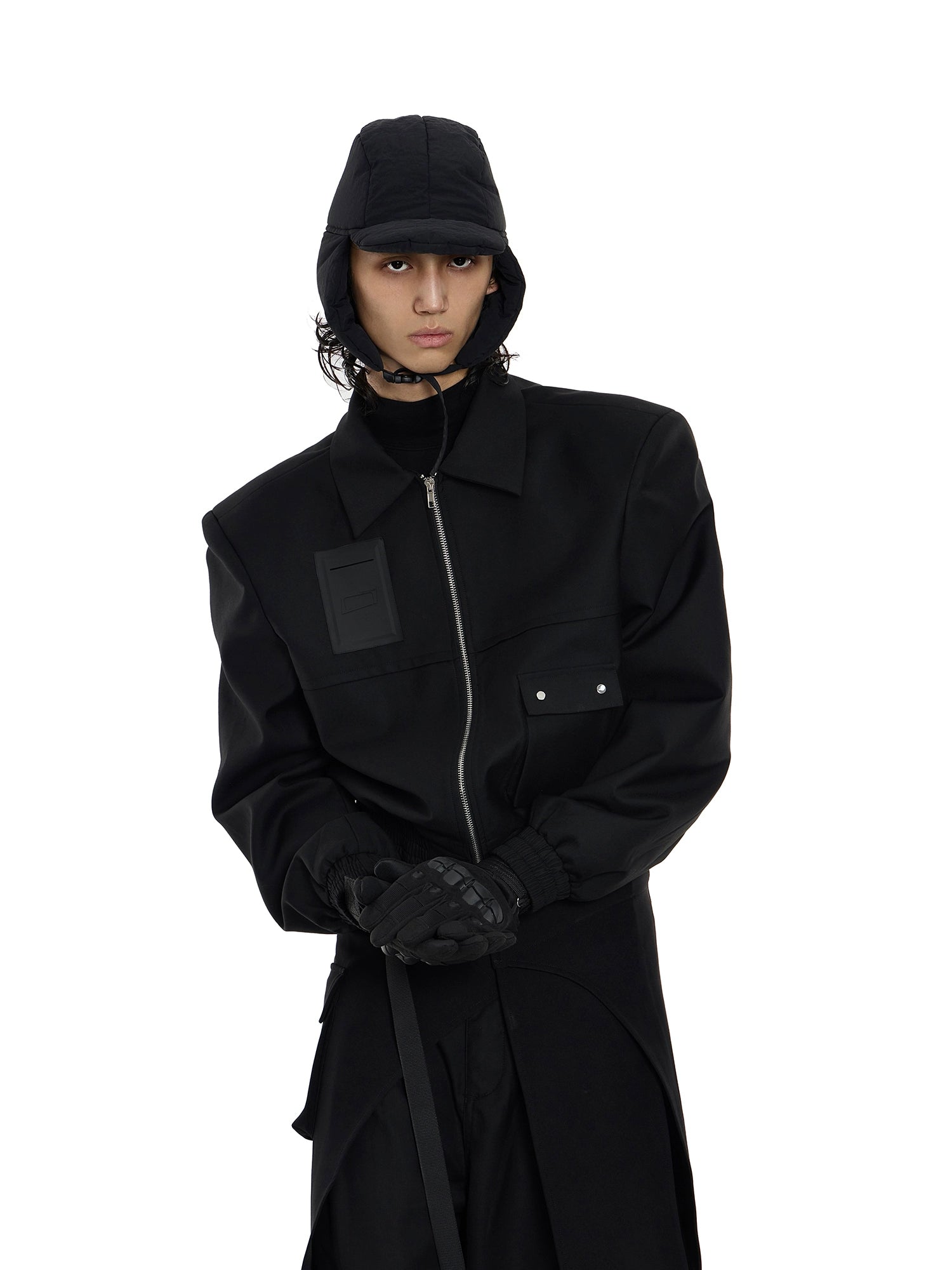 Black Utility Zip Bomber Jacket