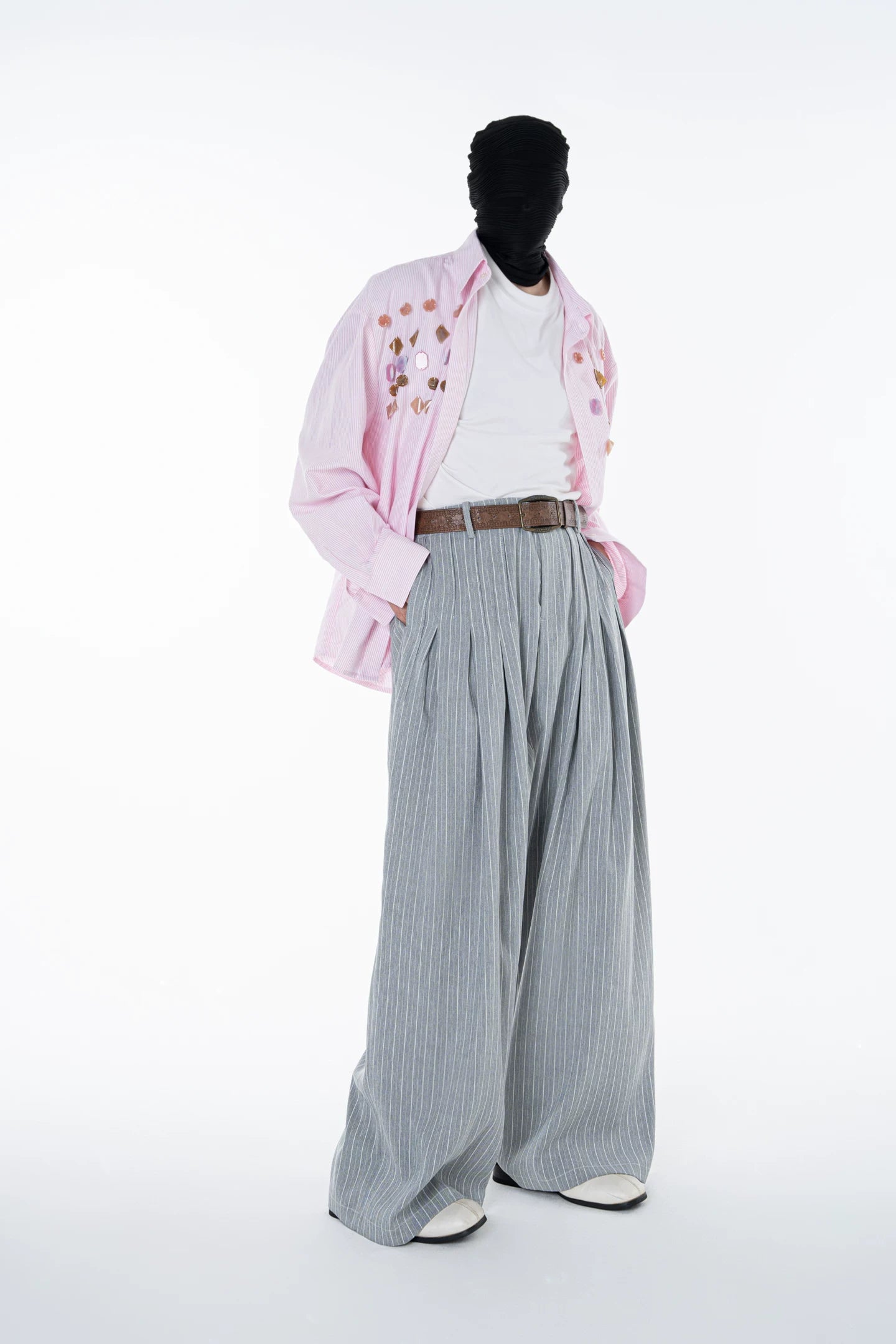 Cloudline Pleated Wide Stripe Trousers