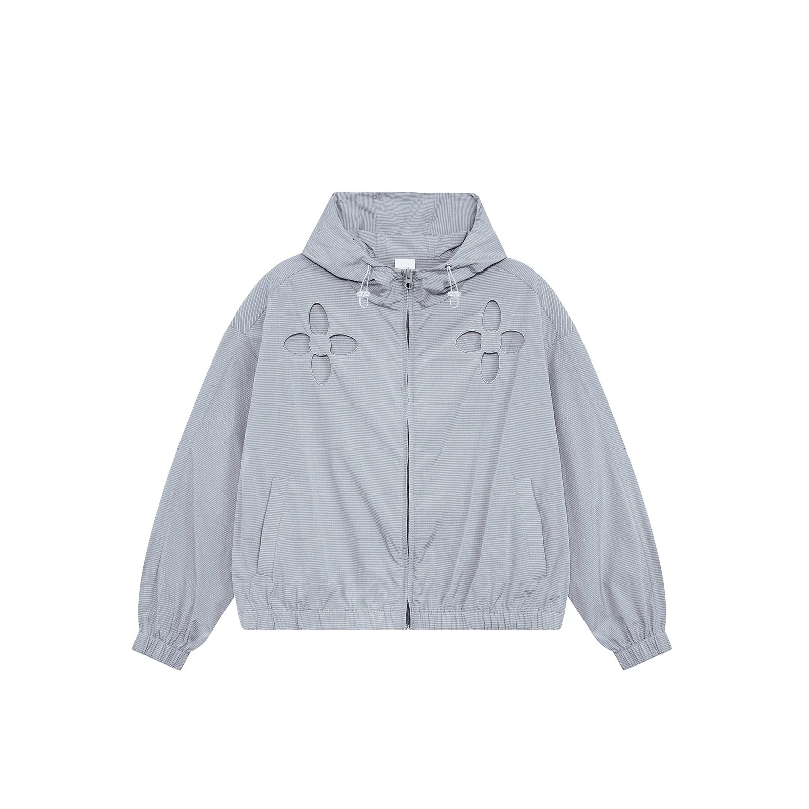 Cutout Pinstripe Sunscreen Jacket - chiclara