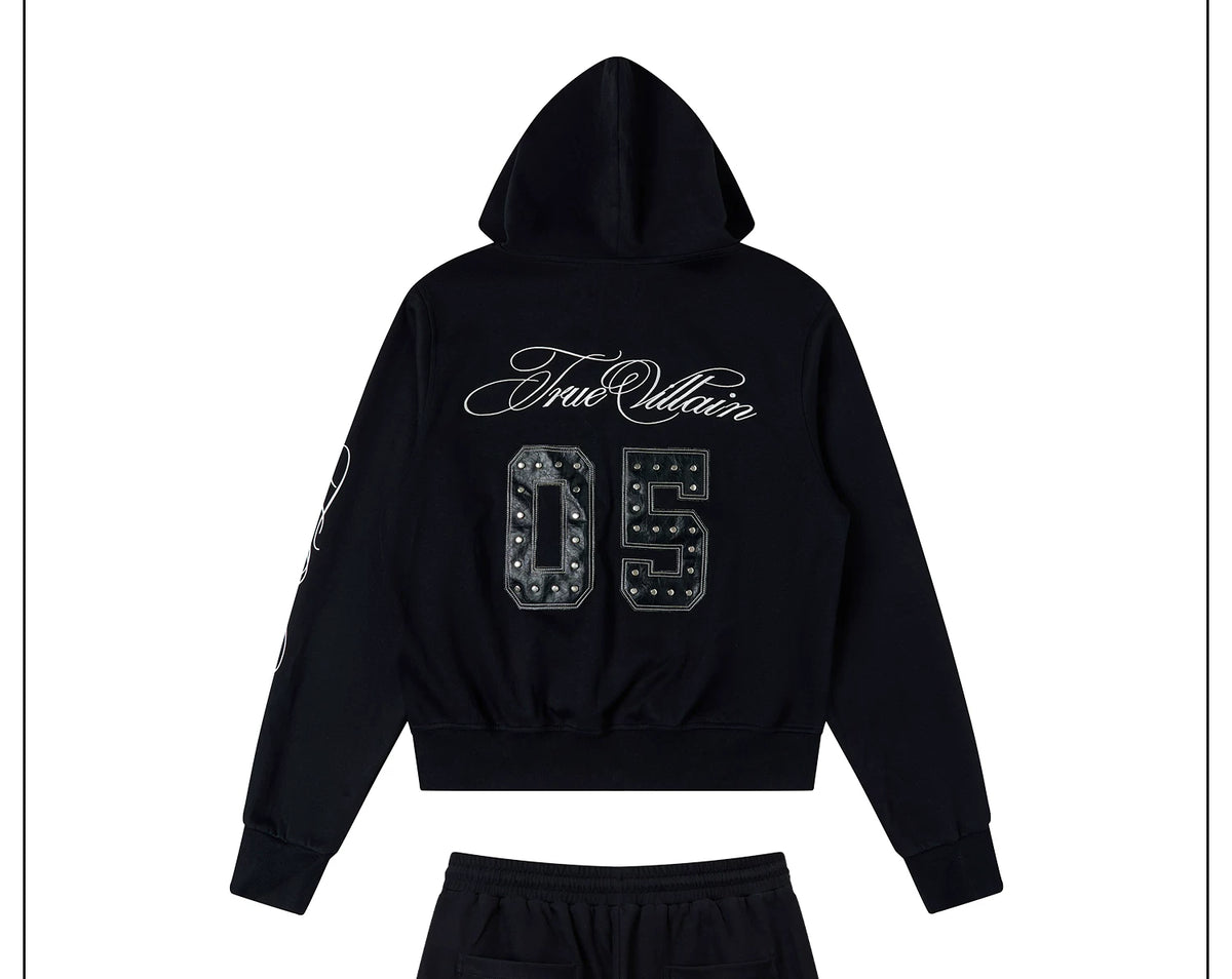Midnight Crest Script Zip Hoodie