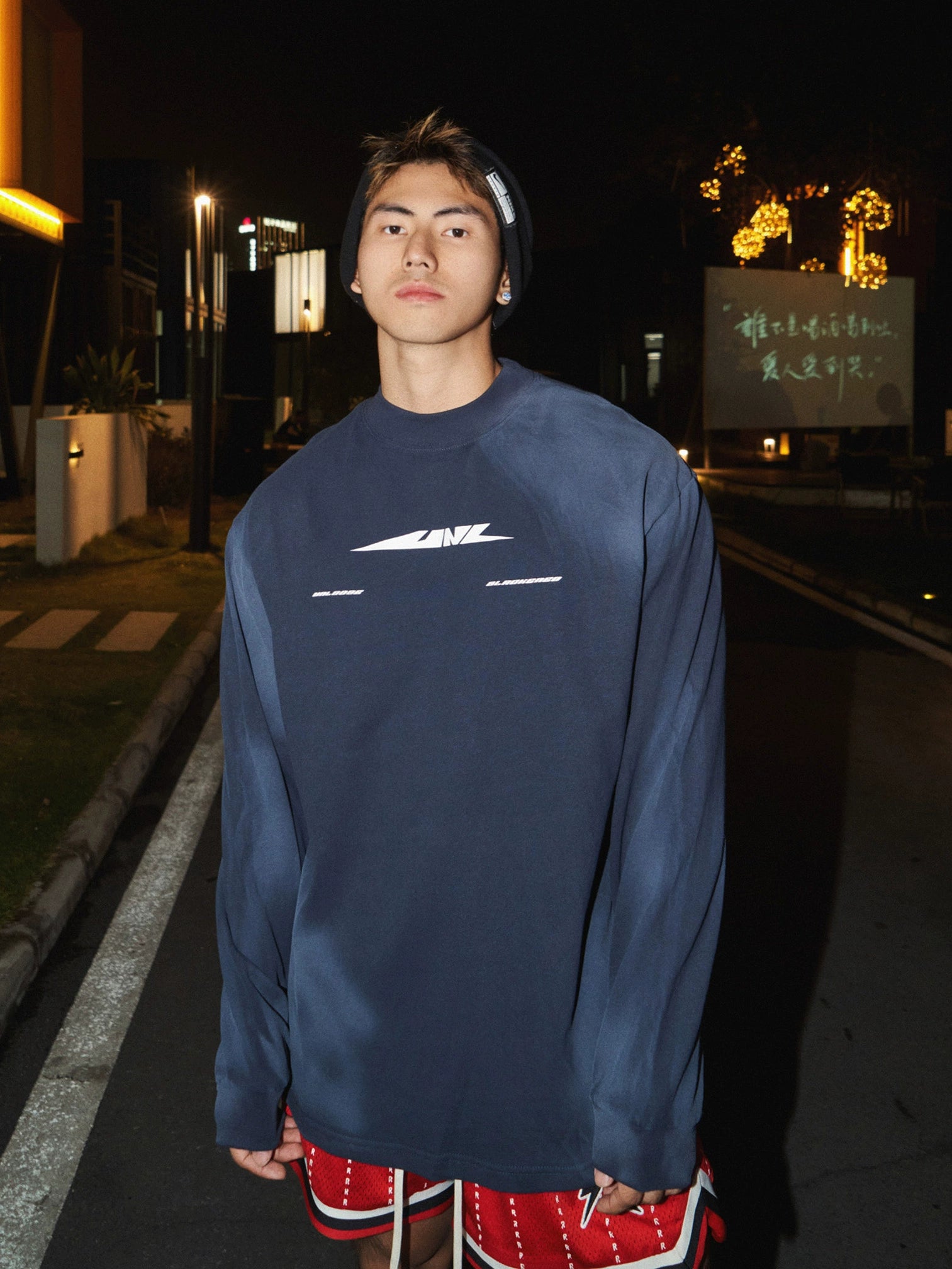 Navy Blue Graphic Logo Sweatshirt