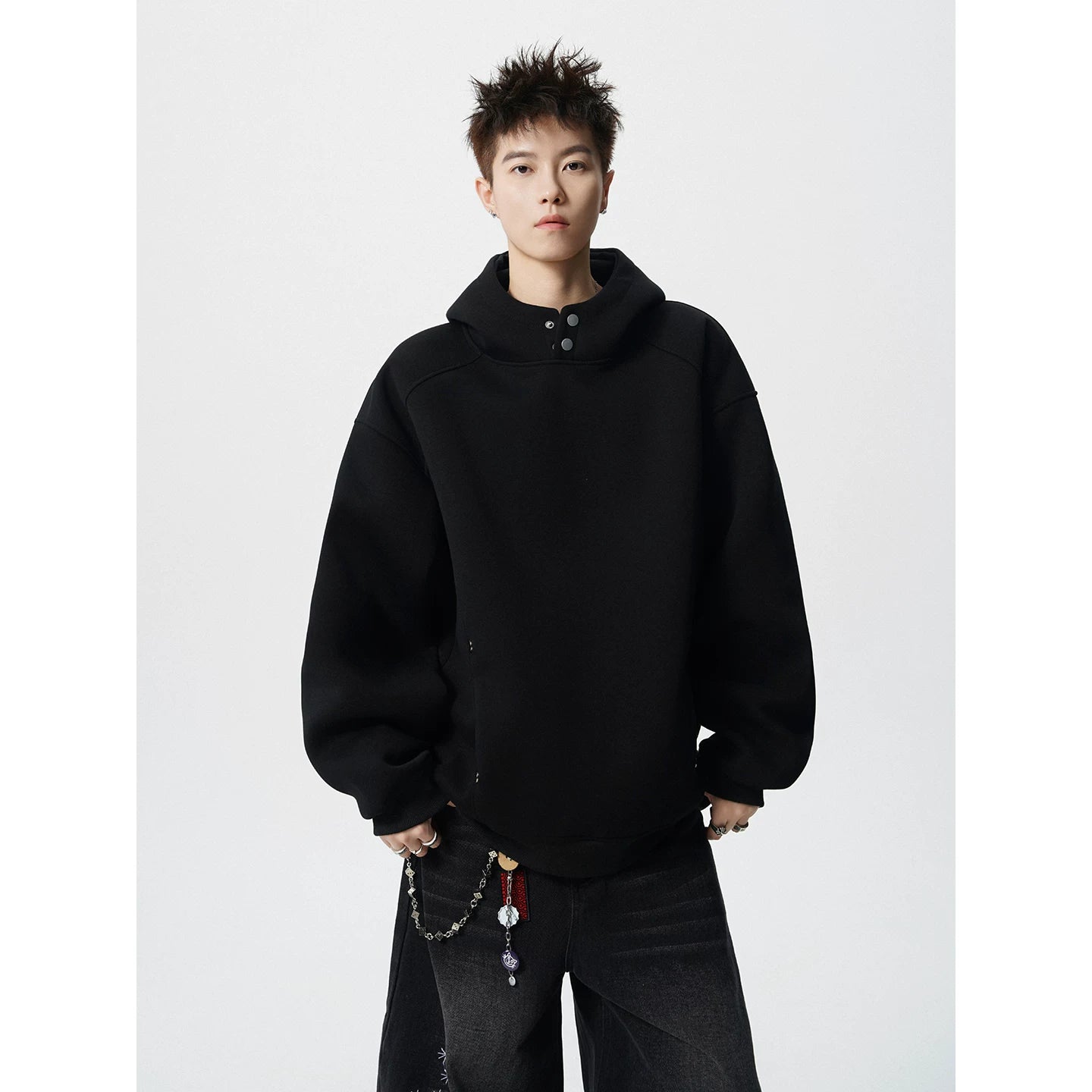 Cloudshell Snap‑Neck Fleece Hoodie