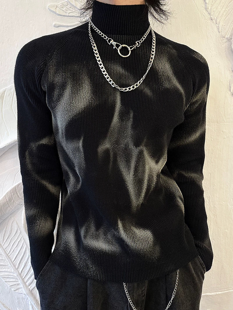 Nebula Fade Ribbed Turtleneck Sweater