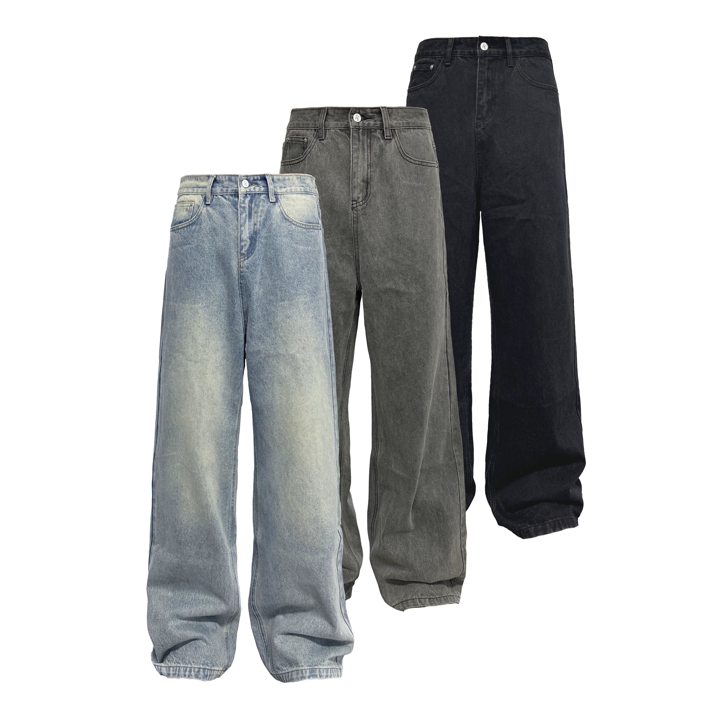 Wide-Leg Classical Wash Jeans