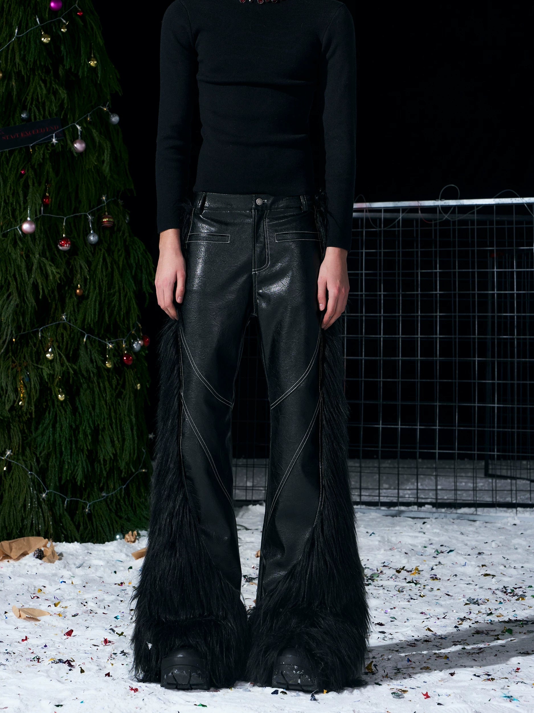 Rogue Beast Faux‑Fur Flare Pants