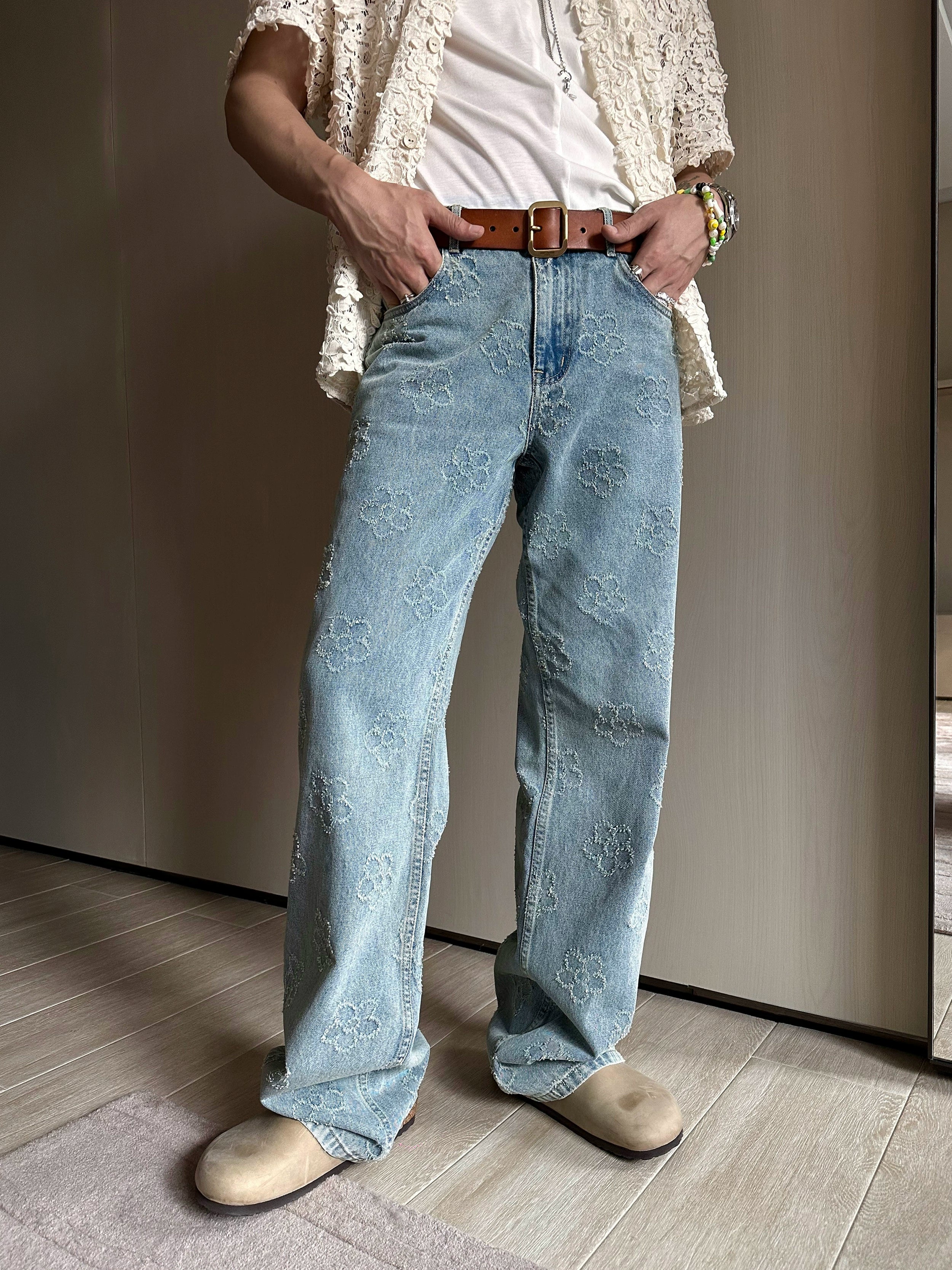 Light Blue Floral Jeans