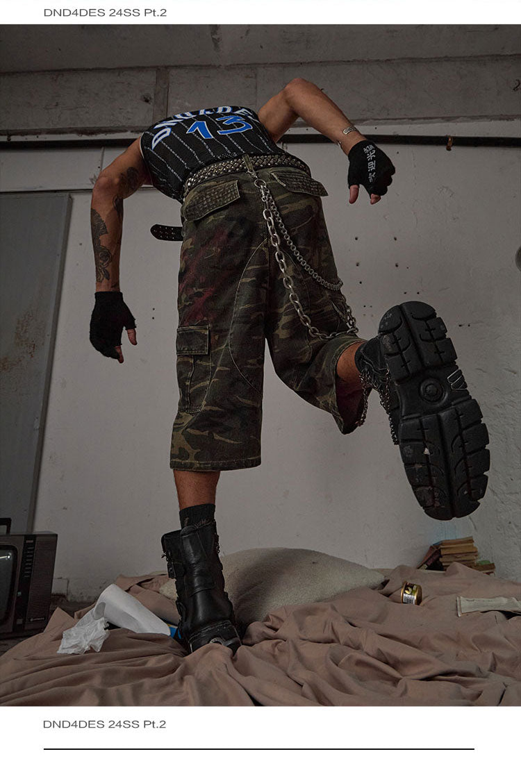 Tactical Washed Camouflage Shorts